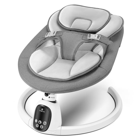 T TICCI Baby Swings for Infants, Smart Portable Baby Swing for Newborn, Bluetooth Infant Swing with Music Speaker, Remote Control Indoor Rocker with 5 Sway Speeds, 0-6 Months, Pink