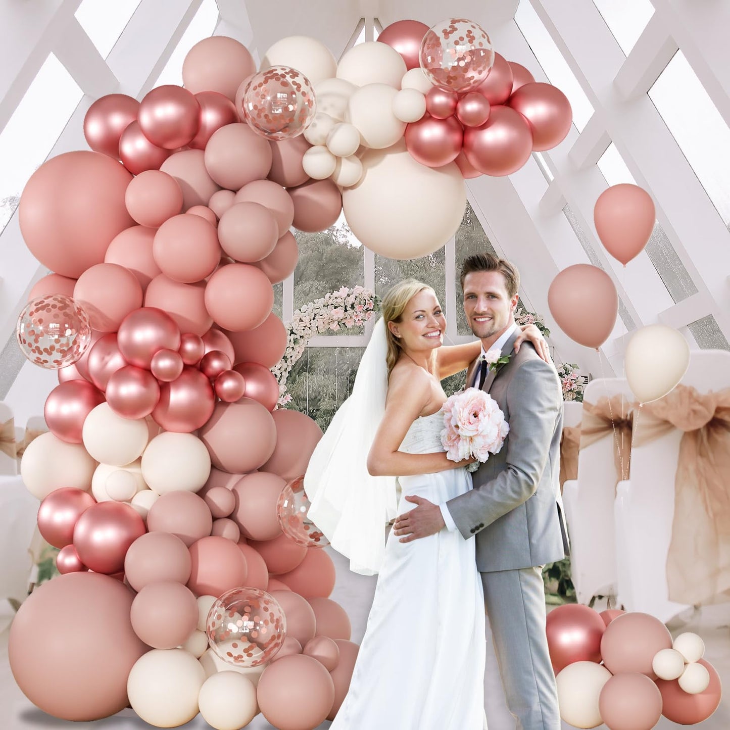 147pcs Neutral Balloon Garland Arch Kit, Different Sizes with Beige Cream Sand White Metallic Champagne Gold Balloons for Wedding Bridal Shower Birthday Boho Neutral Baby Shower Party Decorations