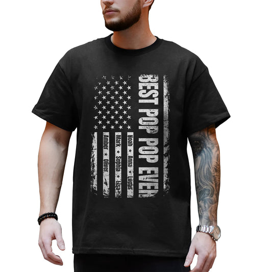 FLOCHIL Personalized Dad Shirt for Men, Custom With Kids Names, Fathers Day T Shirt, Gifts