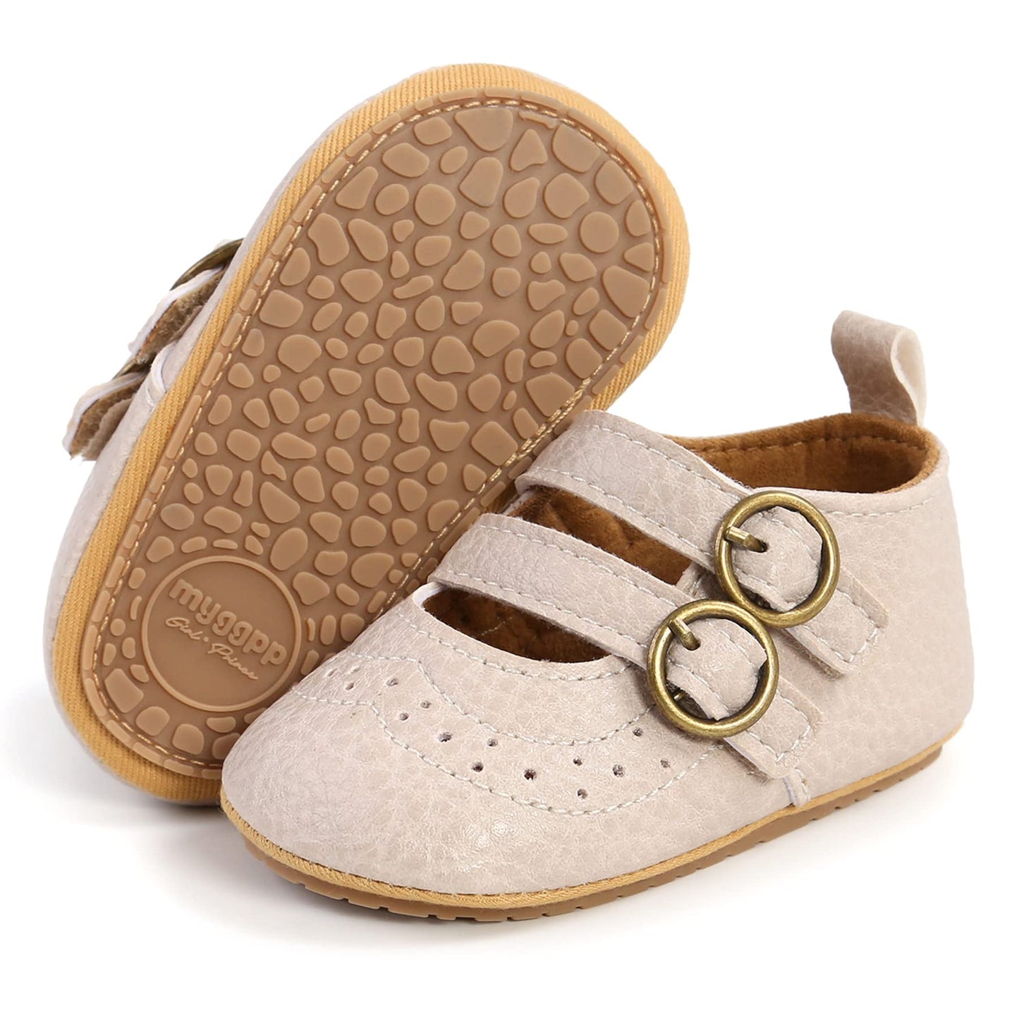 Baby Girl Mary Jane Flats Dress Shoes - Infant Newborn Shoes Anti-Slip Soft PU Leather Party School Wedding Princess Baby Girl Shoes 0-18M