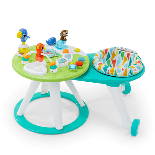 Bright Starts Around We Go 2-in-1 Baby Walker, Discovery Activity Center and Table, Tropic Coral, Ages 6 Months+