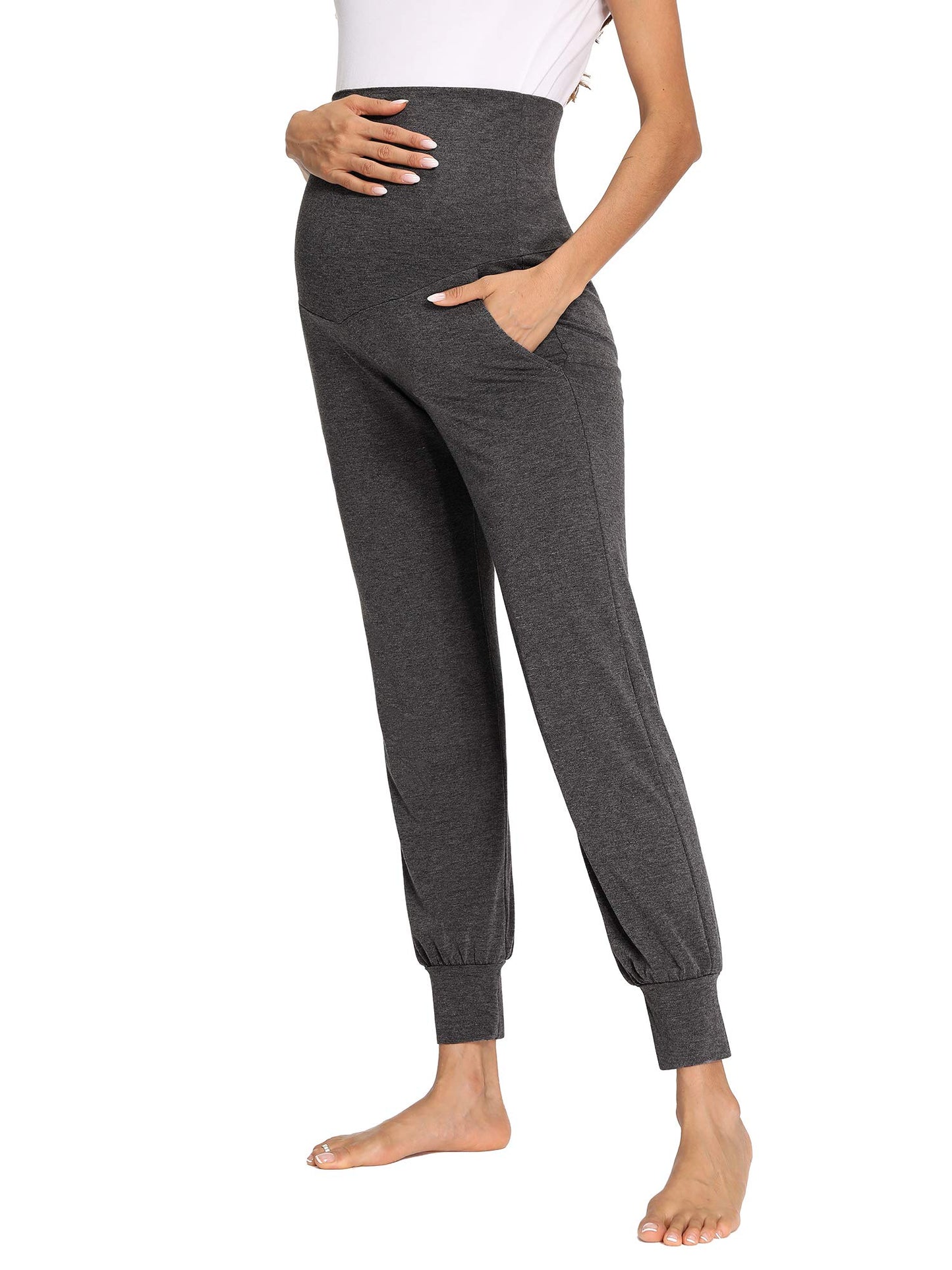 fitglam Women's Maternity Pants Over Belly Lounge Pajamas Clothes Pregnancy Must Haves Joggers with Pockets