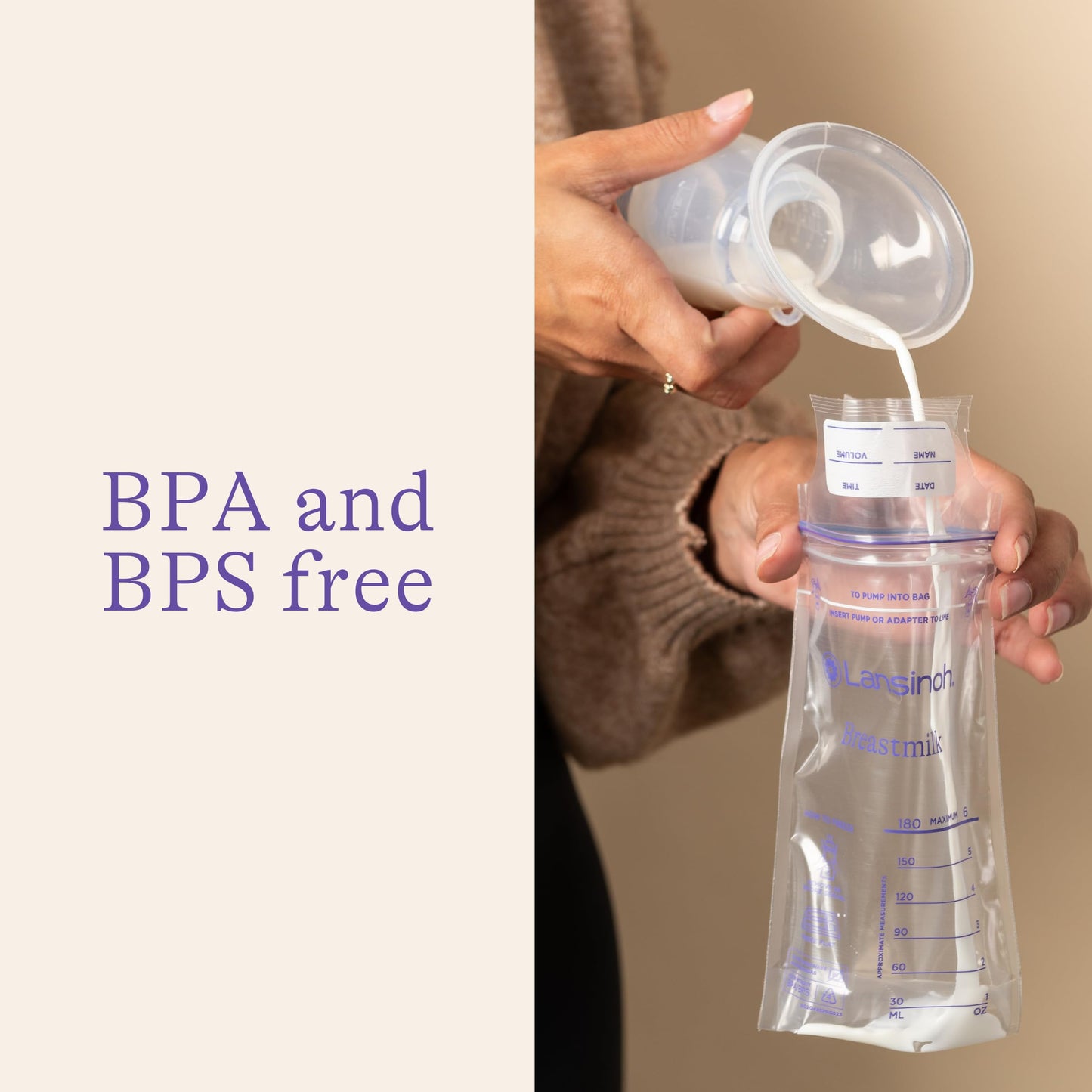 Lansinoh Manual Breast Pump, Hand Pump with Comfortable Flange for Breastfeeding Essentials, Includes Baby Bottle for Feeding, 5oz