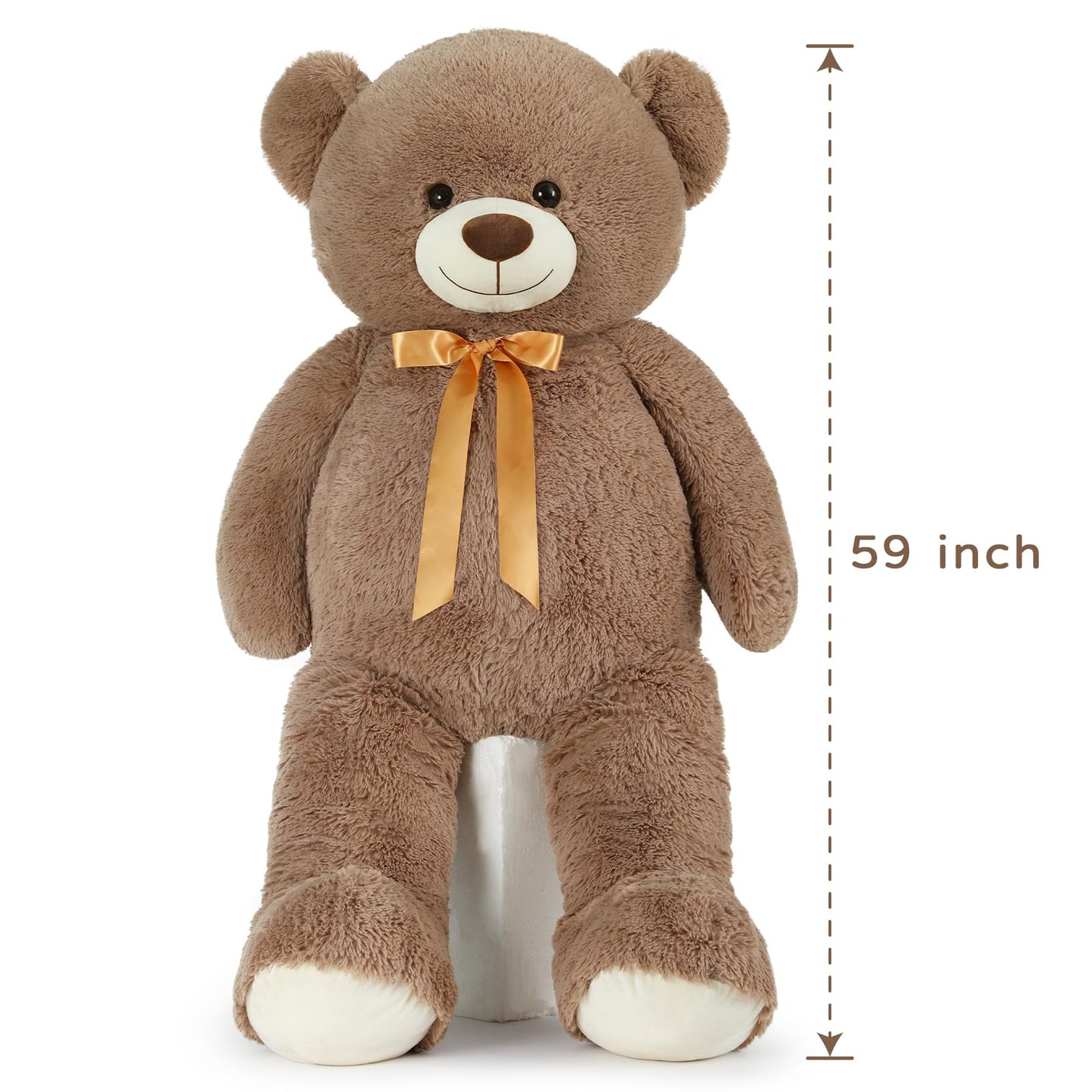 Tezituor 59" Gaint Teddy Bear Stuffed Animal,5ft Life Size Big Teddy Bears,Light Brown Cute Soft Plush Toy,Gifts for Kids Girls Boys Girlfriend Valentine,Christmas,Birthday,Baby Shower,Wedding Party