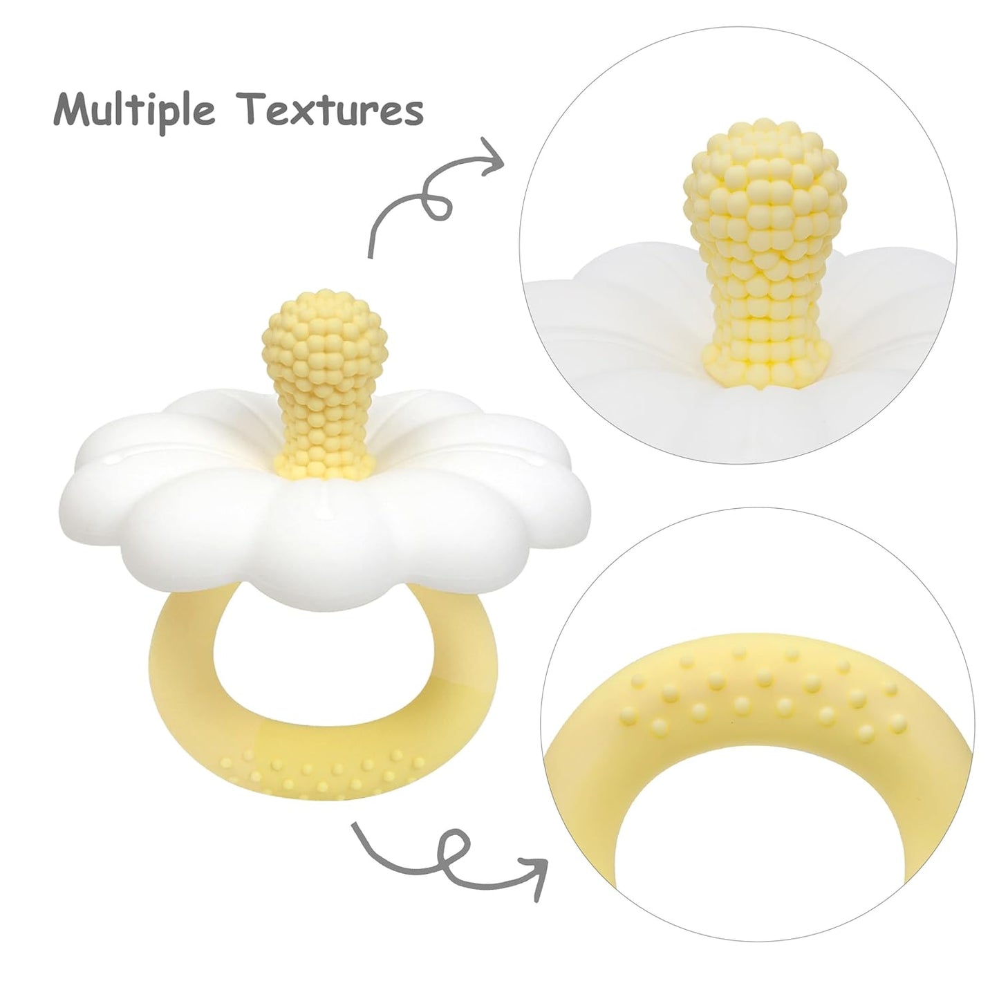 Ginbear Silicone Baby Teether for Girls, BPA Free Food Grade Infant Teething Toys, Soothing Baby Chew Toys, Sensory Teething Pain Relief Pacifier 3 Months + (Set of 2)
