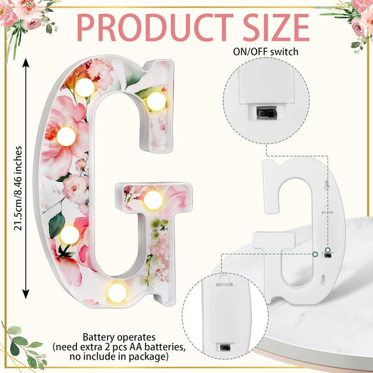 Woodland Greenery Centerpieces Baby Marquee Light up Sign Letters 8.26'' Baby Shower Letter Battery Operated Gender Reveal Birthday Party Decor for Home Table(Flower Girl,Pink)