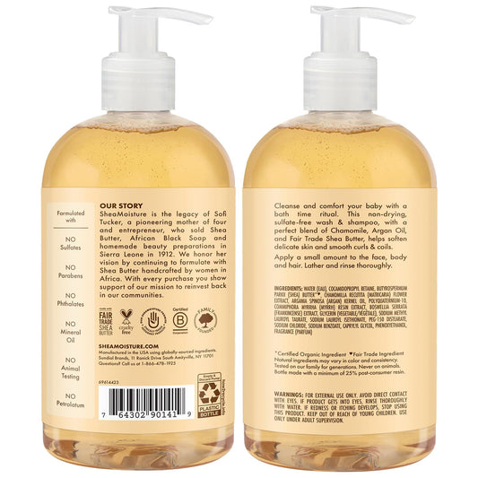 Shea Moisture Baby Care Set – Baby Wash & Shampoo + Baby Conditioner, Delicate Skin & Hair Care, Moisturizer & Detangler for Coily & Curly Hair, 13 Oz Ea (2 Piece Set)