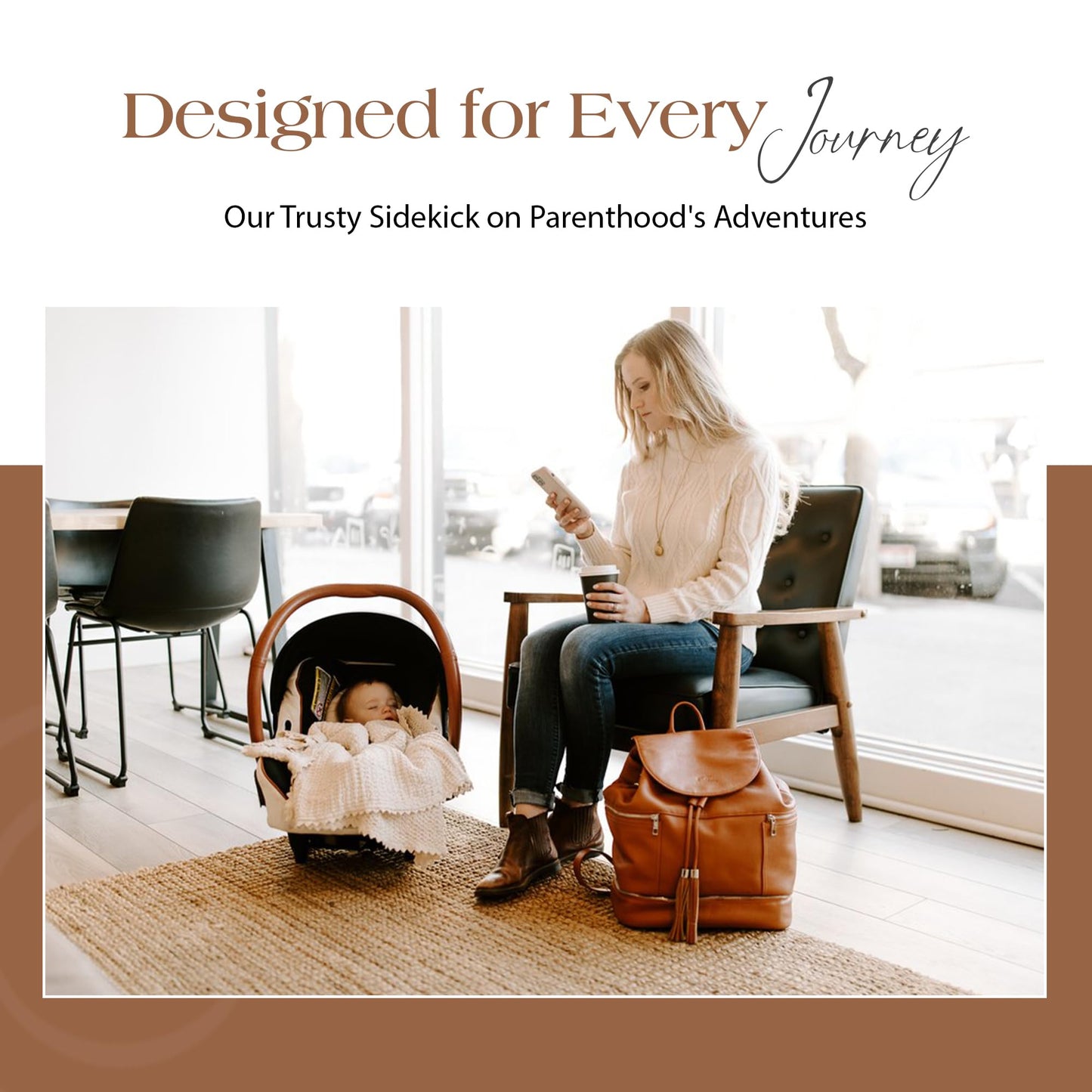 Citi Collective Journey Pearl Vegan Leather Diaper Bag Backpack | Elegant, Multifunctional, Travel Diaper Bag with Changing Pad, Stroller Straps & Insulated Bottle Pockets.