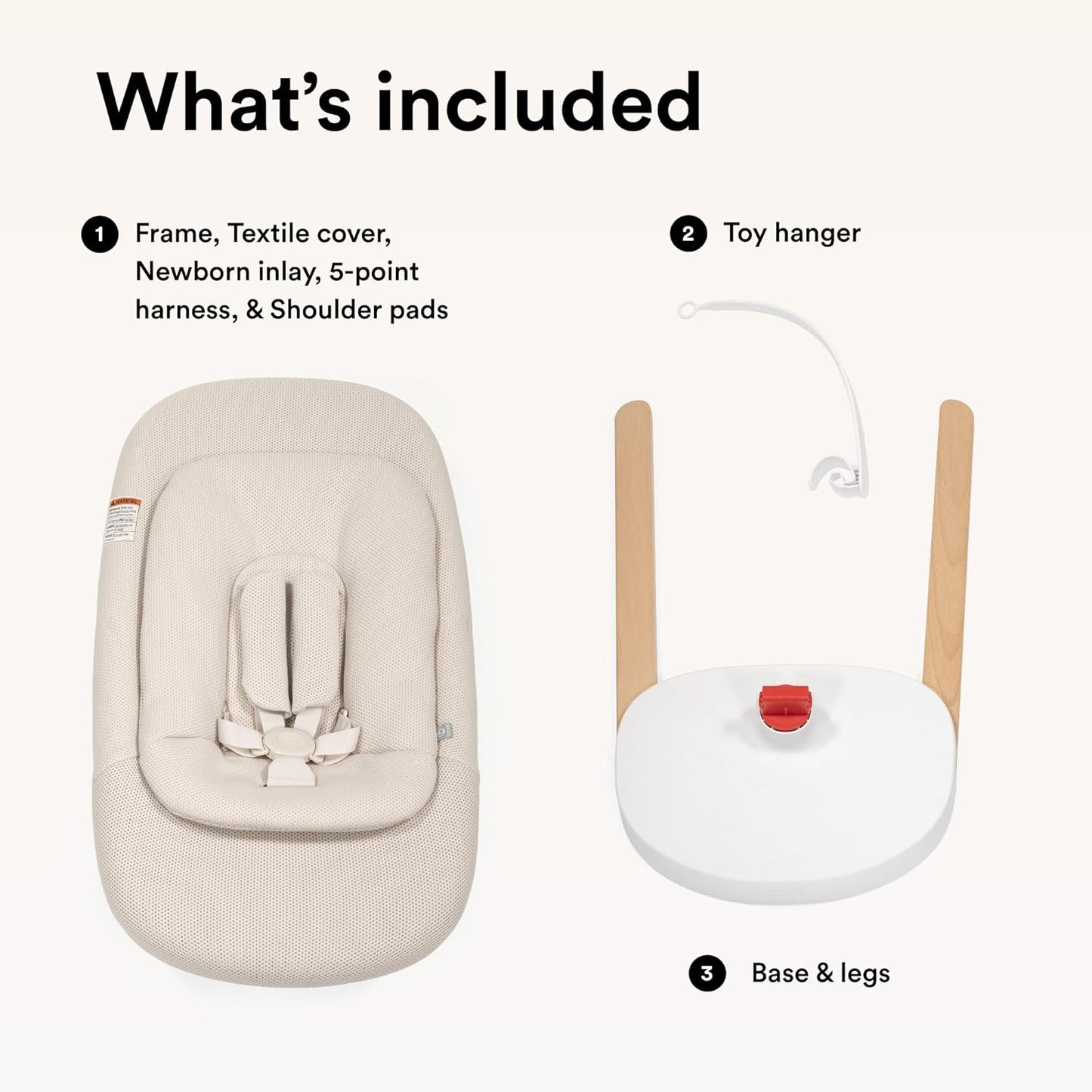 Stokke Yoga Baby Bouncer & Swing, Light Sand - Dual Movement to Soothe & Stimulate Babies Up to 20 lbs - Includes Newborn Cushion for Head Support - Three Adjustable Positions