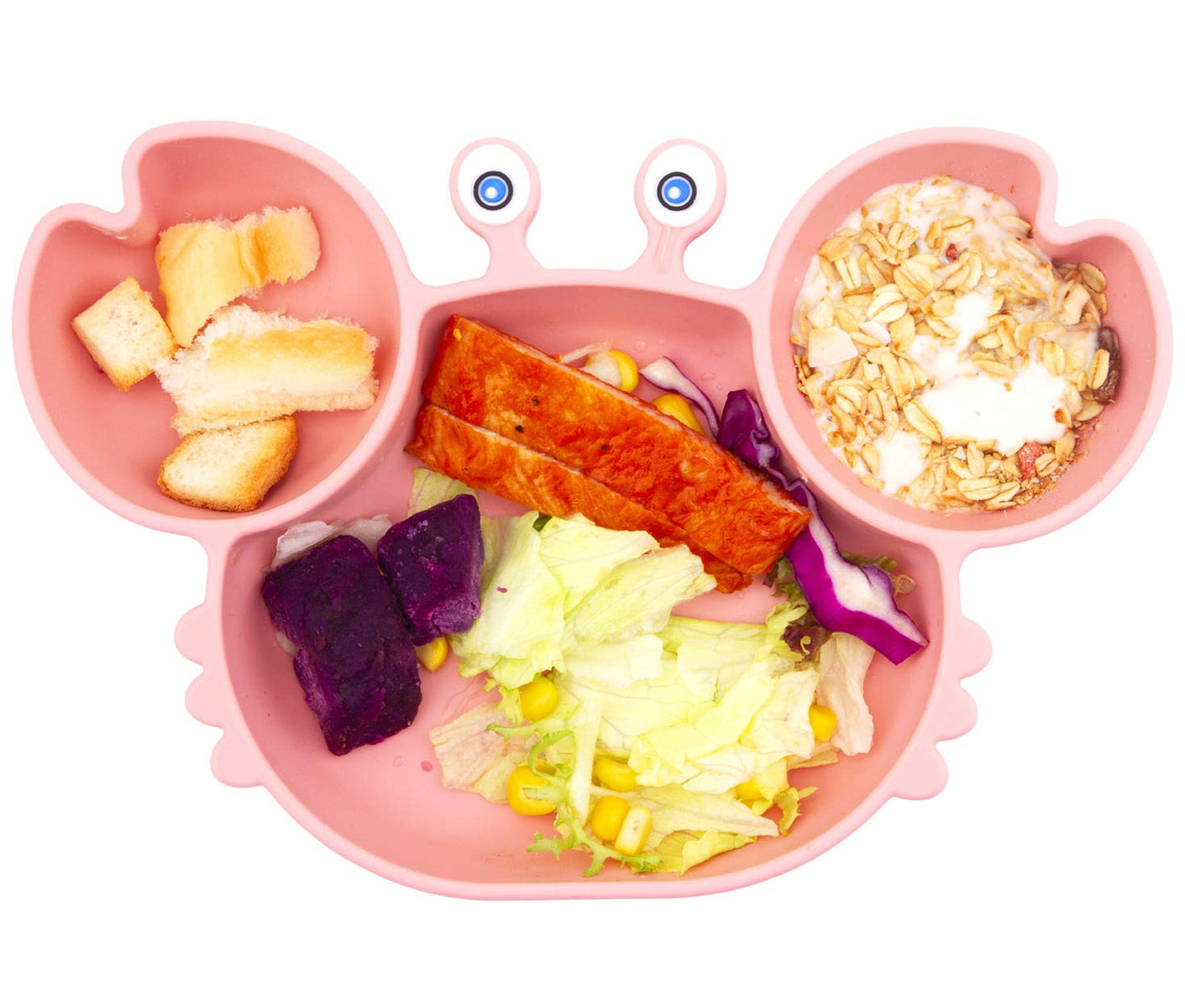 Silicone Suction Plate for Toddlers with Fork Spoon Set - Self Feeding Training Divided Plate Dish and Bowl for Baby and Toddler, Fits for Most Highchairs Trays (Cyan)