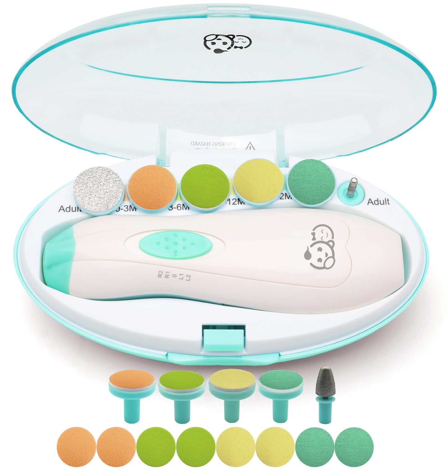 Baby Nail Trimmer 21 in 1, Usage Labeled Case & 13 Extra Replacement Tools, Royal Angels Baby Electric Nail File, Baby Nail Care, Nail Clipper Newborn Toddler Toes & Fingernails Nail Kit (Blue)