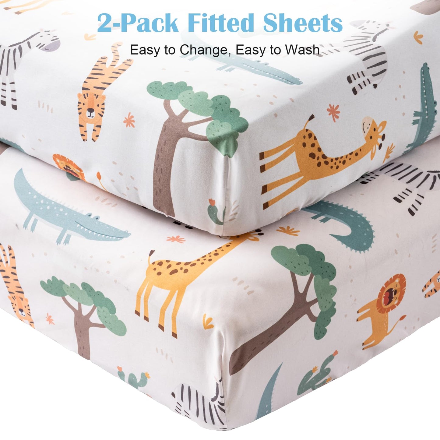 Crib Bedding Set 4 Pieces – Includes Comforter, 2 Fitted Sheets for Easy Changing, Crib Skirt – Soft, Breathable, Machine Washable – Fits Standard Crib Mattress – Baby Nursery Set for Boys & Girls