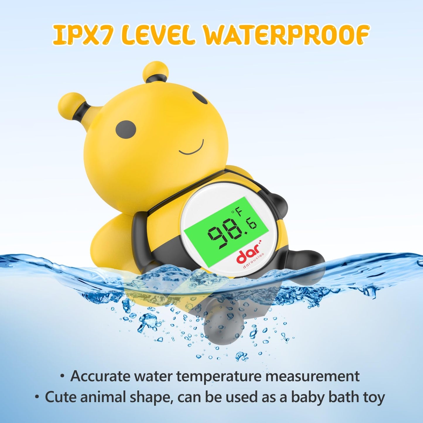 Baby Bath Thermometer, Digital Water Temperature Thermometers with 3 Color Backlit and Temperature Warning, Safety Bath Tube Thermometers Floating Toy for Infant, Toddler