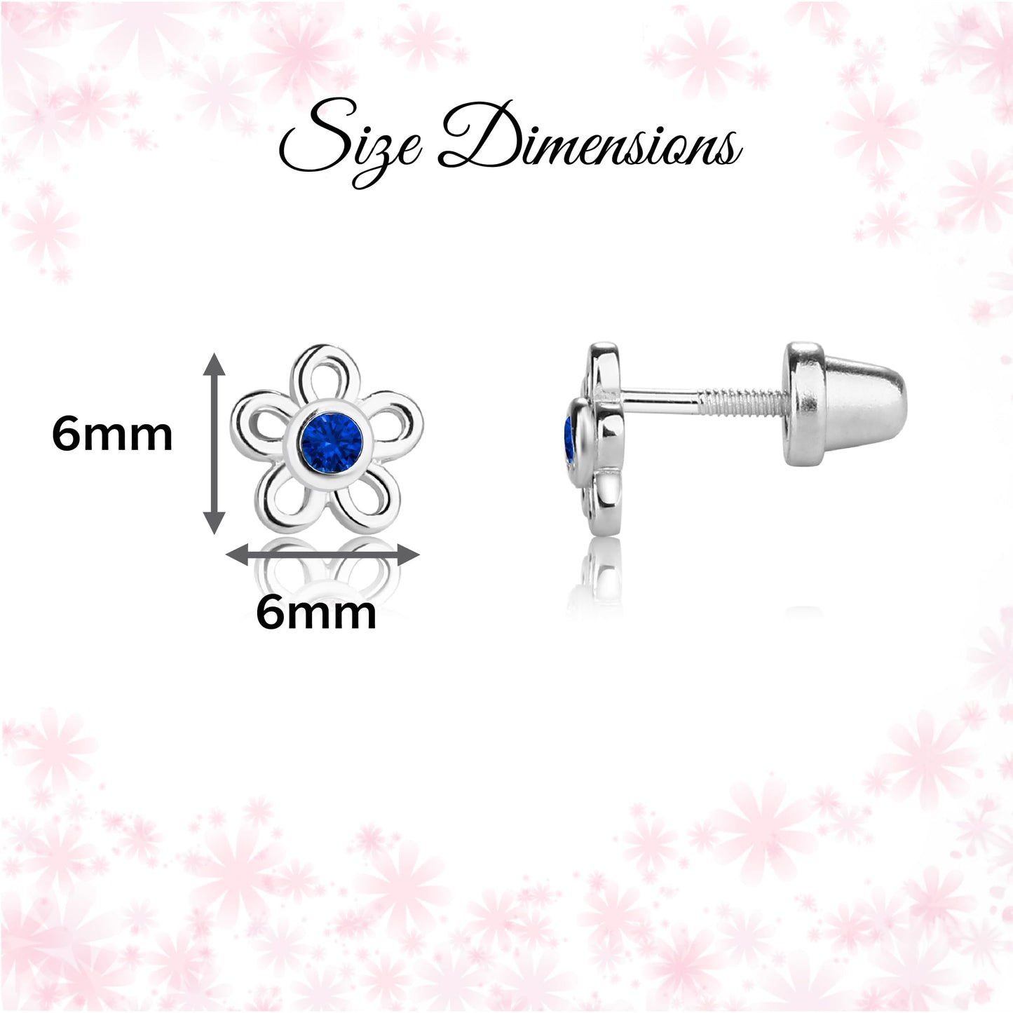 Cherished Moments Girls' Sterling Silver CZ Simulated Birthstone Daisy Earrings with Screw Back (6mm)