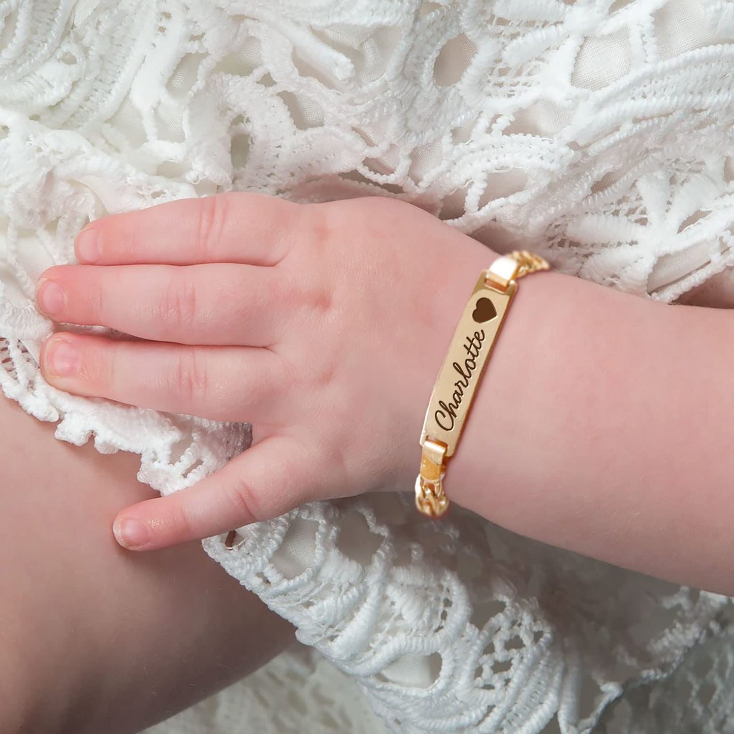 Custom Birthstone Name Bracelet – 18K Gold Plated – Personalised Baby & Toddler Jewellery – Ideal Birthday, Baptism & Parent-Child Gifts