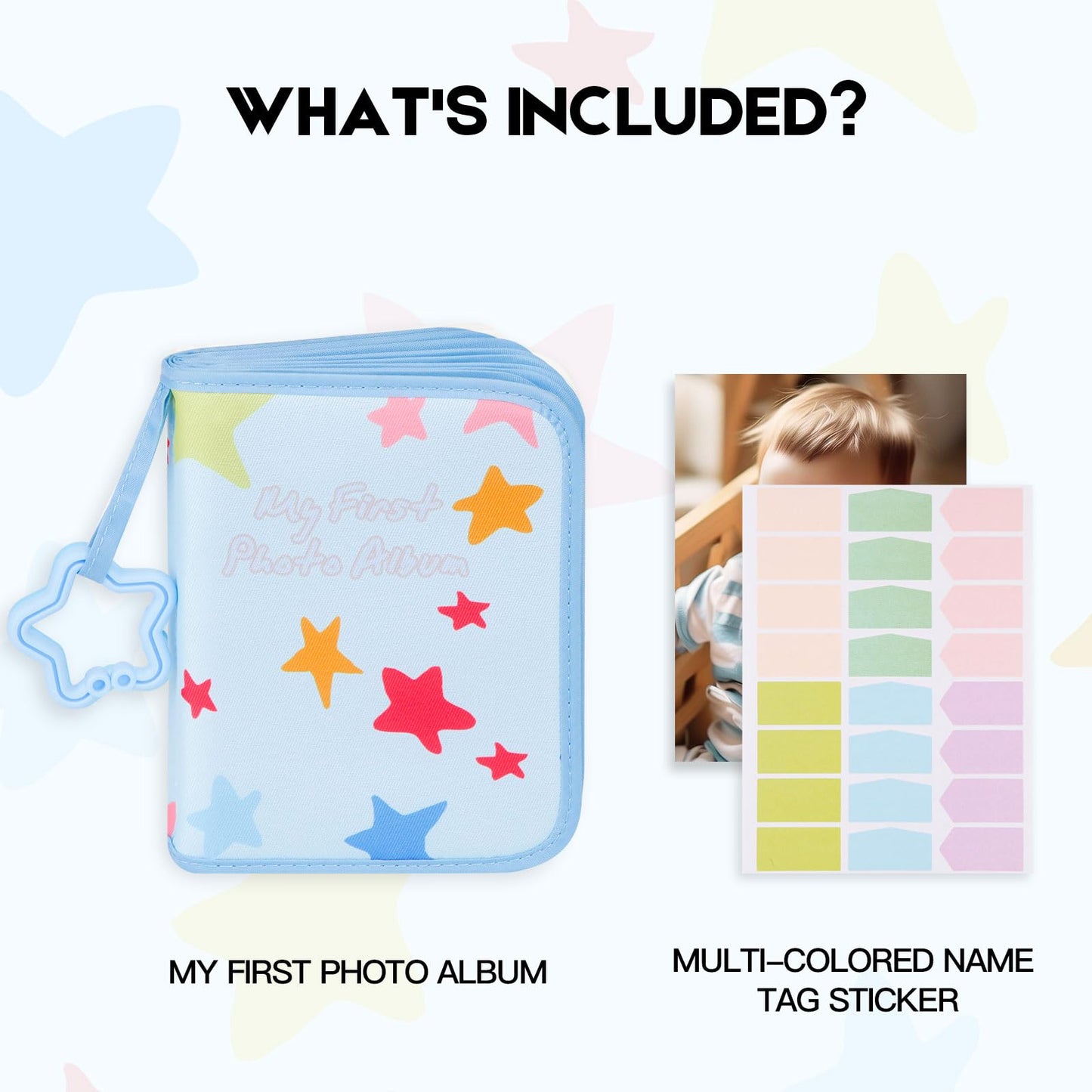 Baby's My First Photo Album for Baby Holds 21 4x6 Photos, Baby Photo Album Soft Cloth Family Book, My First Family Album for 4x6 Baby Shower Kids Toddlers Family Pictures, Toddler Photo Album (Blue)