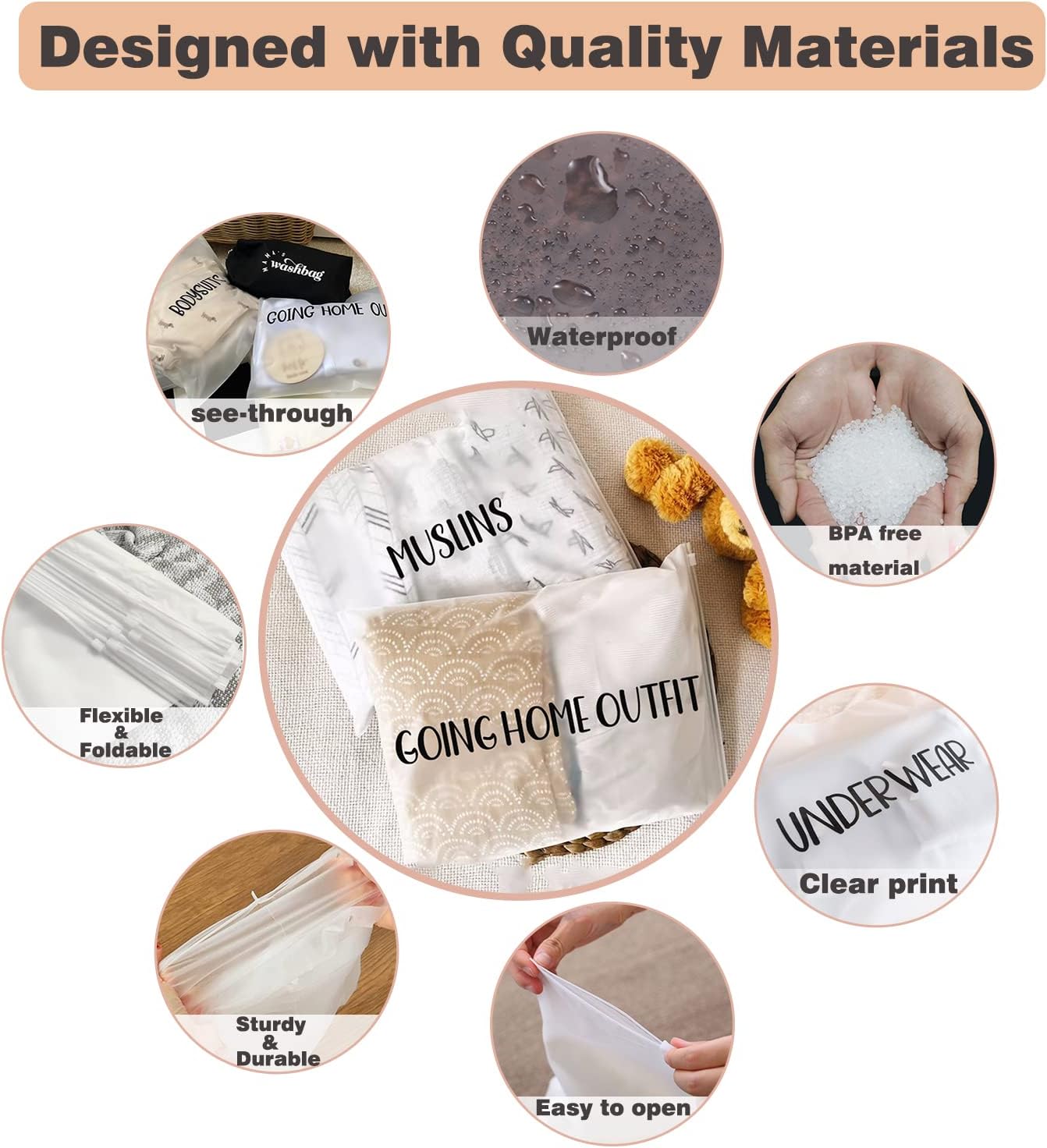 15 Pack Hospital Bags for Labor and Delivery,11 x 14 Inch Maternity Hospital Bag Essentials Organizing Pouches for First Time New Mom Newborn Baby
