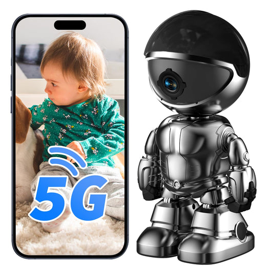 Robot Security Camera,Indoor Camera Robot,5G/2.4Ghz WiFi Robot Cameras for Home Security,Pet/Baby Camera with Phone App Motion Detection and Alarm,Home Security Two-Way Talk, Human Detection