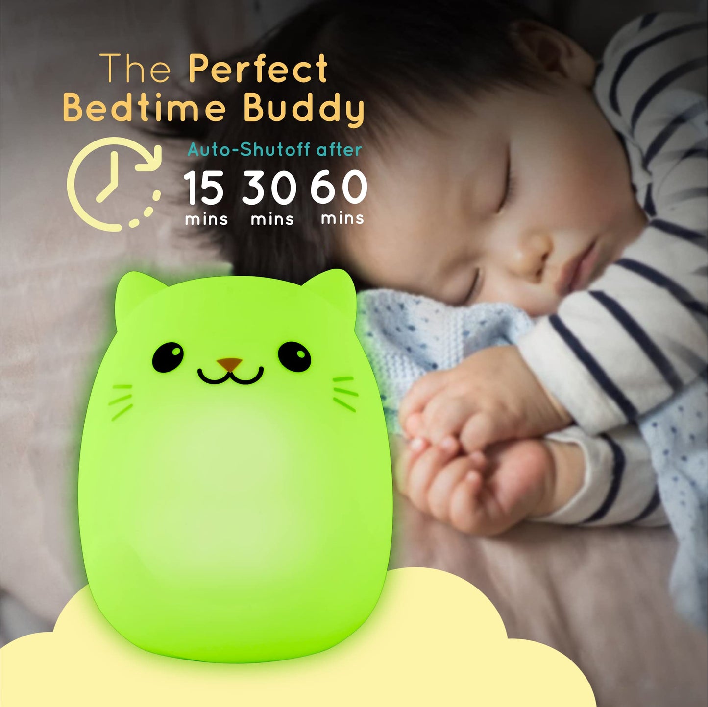 Lumipets Remote Control Silicone Night Light for Kids - Pig Design with 9 Soft Colors & Sleep Timer - Rechargeable, Battery-Operated Lamp for Bedroom | Baby Nursery, Toddler, Girls, Boys