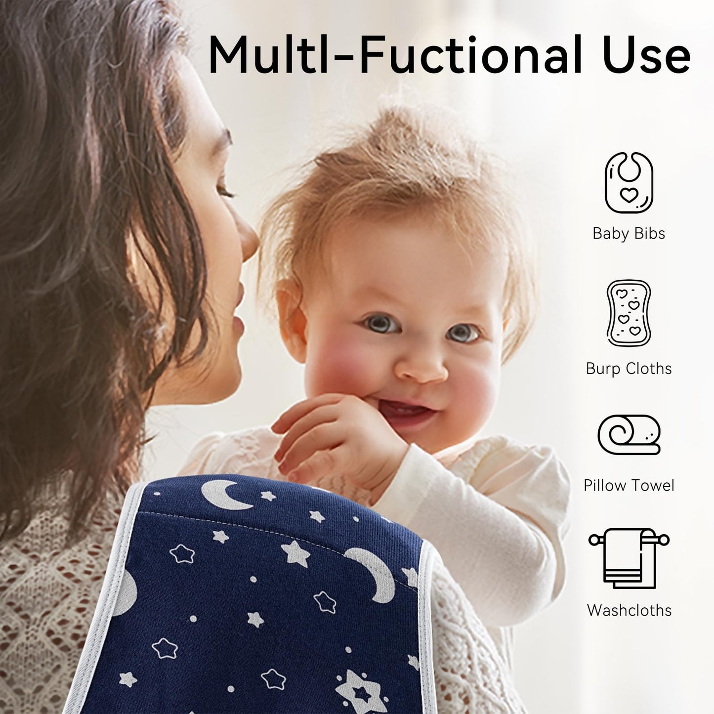 Yoofoss Baby Burp Cloths 5 Pack Burping Cloths for Babies Boys Girls Large 21''X10'' Extra Soft and Absorbent Flowers