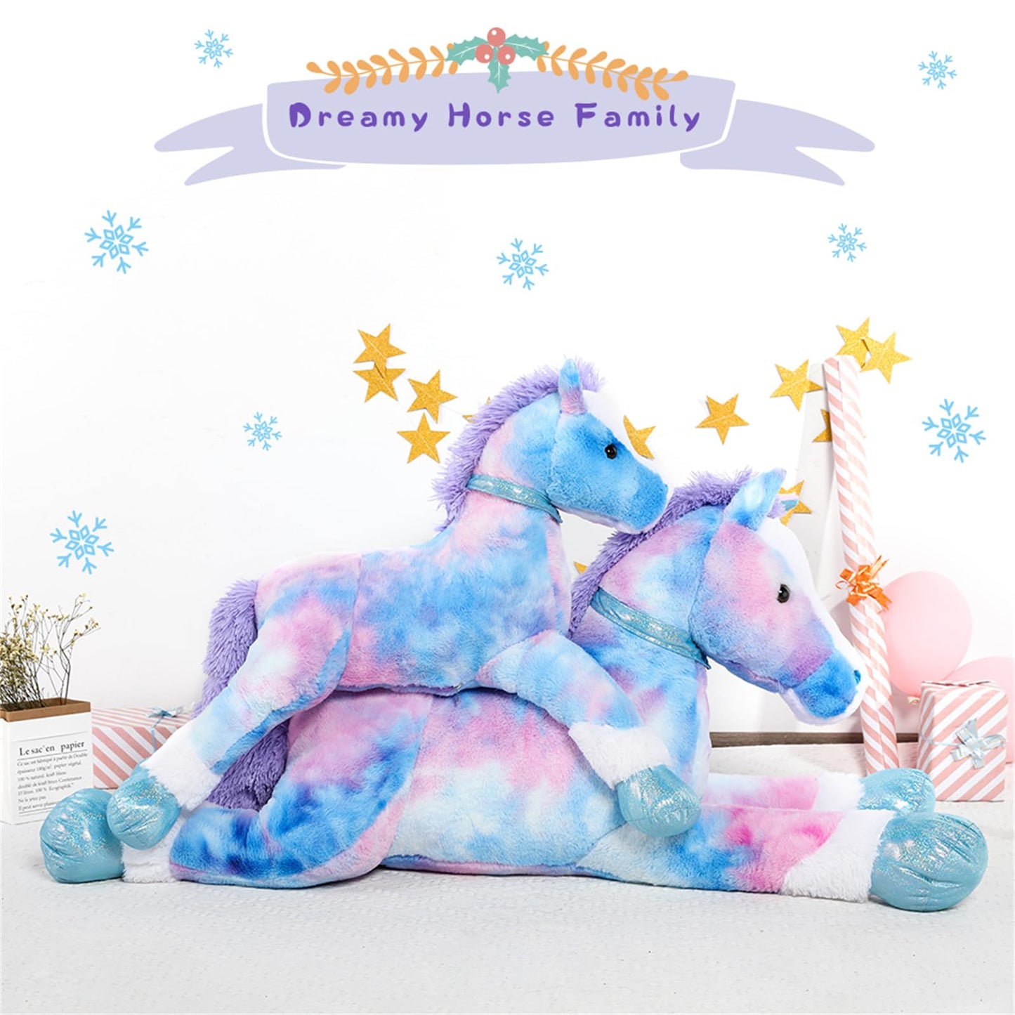 Tezituor 47 Inch Giant Horse Stuffed Animal, 4ft Realistic Chocolate Stuffed Horse Plush Toy, Hugging Soft Horse Pony Plush Pillow for Boys Girls,