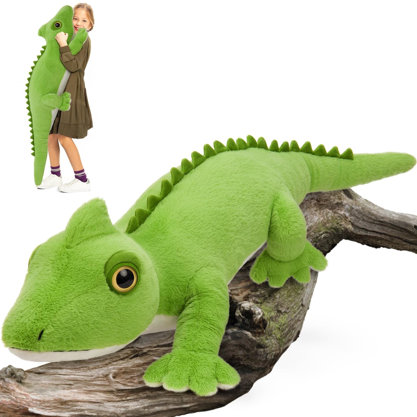 Tezituor 51 inch Giant Alligator Stuffed Animal, 4ft Large Stuffed Crocodile Plush Toy, Hugging Soft Alligator Plush Pillow for Girls Boys