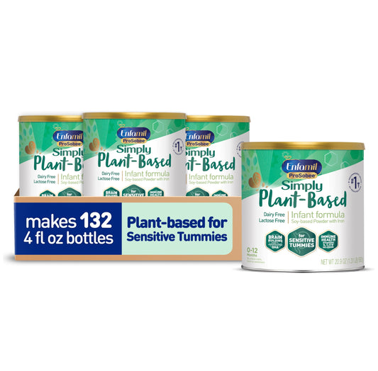 Enfamil Prosobee Plant based Baby Formula, for Sensitive Tummies, Soy-based Plant Sourced Protein, Vitamins for Immune Support, Lactose-free, Milk free, Gluten free, 20.9 Oz Can