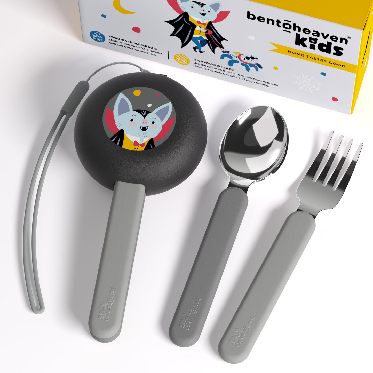Bentoheaven Kids Travel Utensils with Case, Food-Grade Stainless Steel & BPA-Free Plastic, Travel Cutlery Set, Dishwasher Safe Fork, Spoon & Case, Reusable Flatware, Silverware for Kids (Horse)