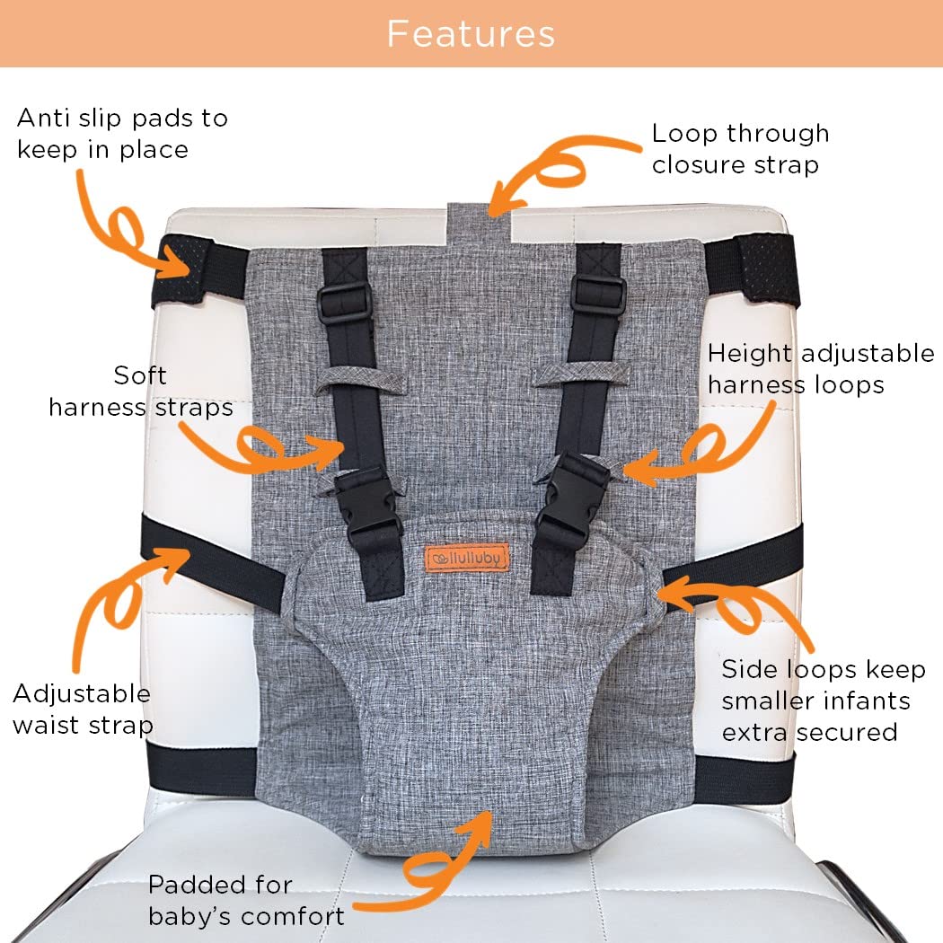 liuliuby Compact Travel High Chair | Portable High Chair for Baby | Baby Travel Essential Harness Seat | Must Haves for Vacations, Restaurants, Family Visits with Babies | Portable Highchair Seat