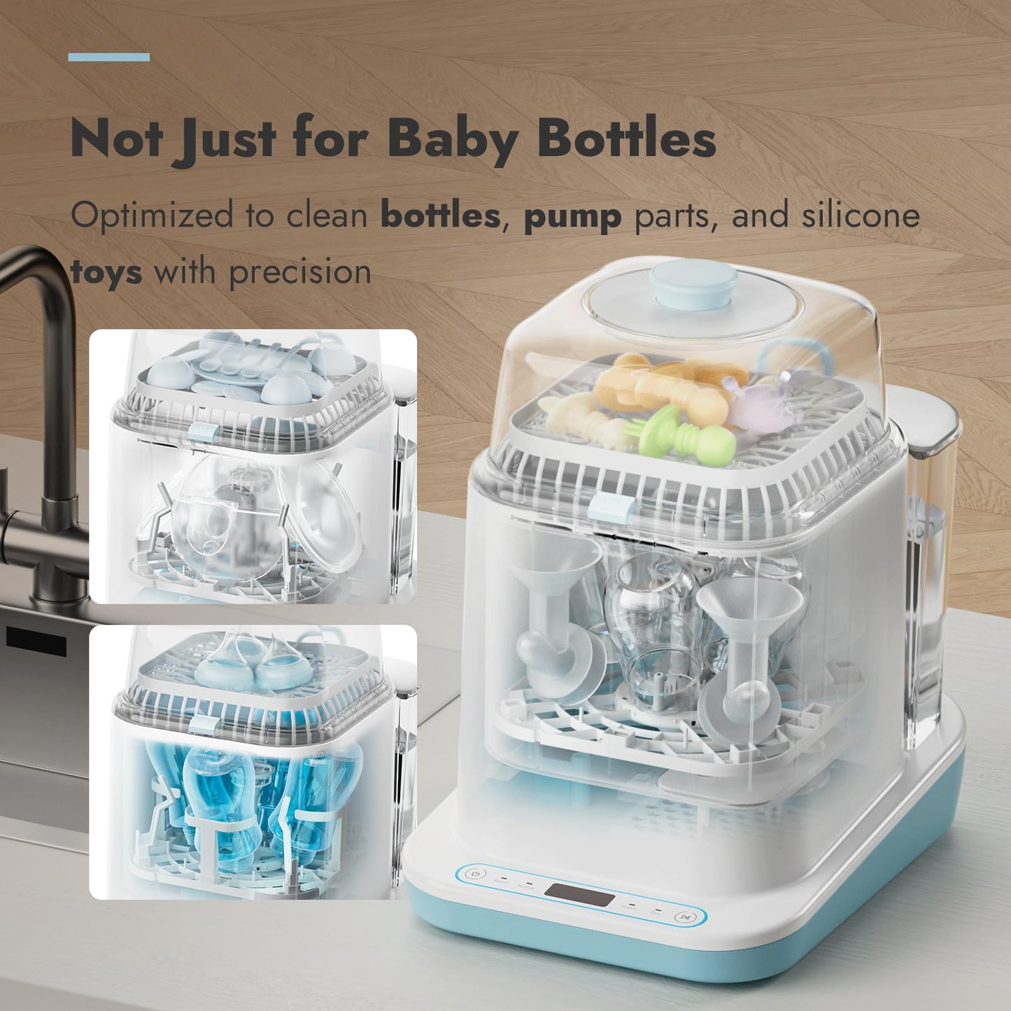 Papablic Bottle Washer Pro, Baby Bottle Washer & Sterilizer & Dryer, 4-in-1 Bottle Washer Sanitizer for Bottles, Pump Parts, & Baby Essentials - Quick & Clean with 60 Detergent Tablets