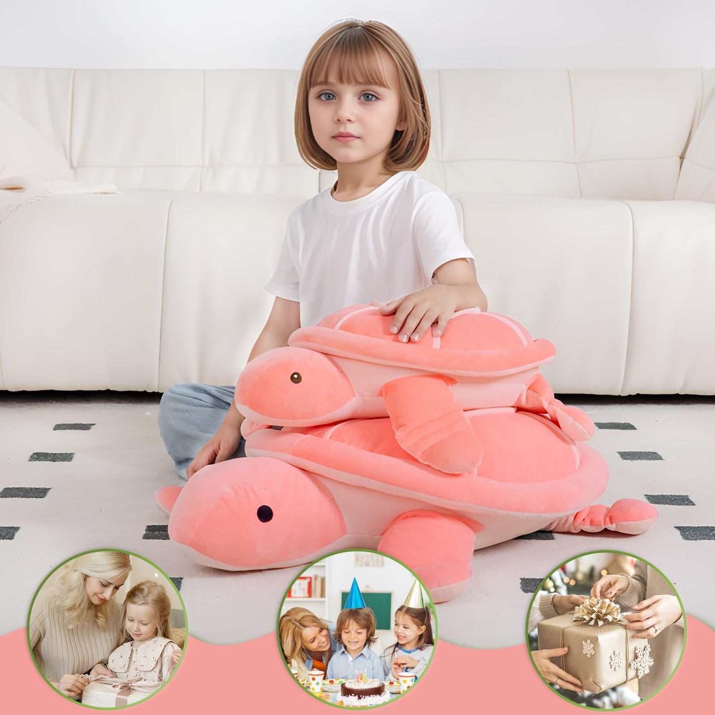 28 inch Big Green Sea Turtle Stuffed Animals Giant Soft Plush Toys, Large Ocean Turtle Plushies Body Pillow, Gifts for Kid Boys, Girls, Girlfriend, Birthday, Easter