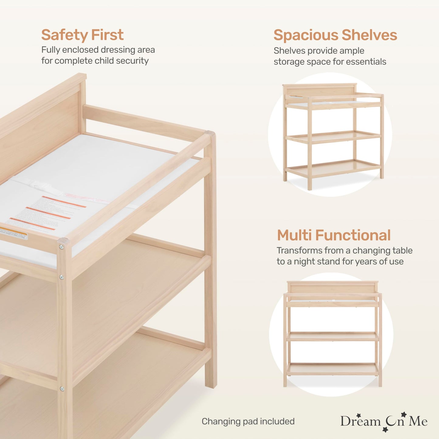 Dream On Me Jax Universal Changing Table, Blush Pink , 34x20x40 Inch (Pack of 1)