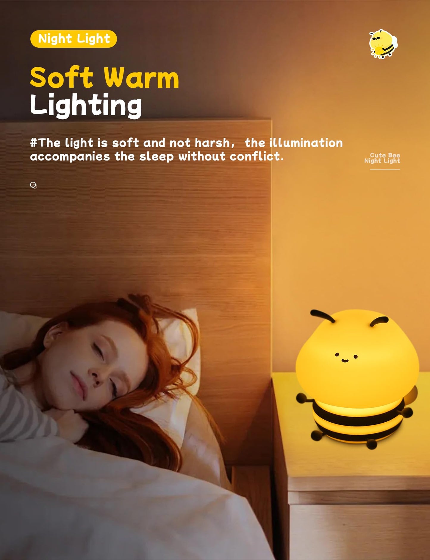 Nursery Night Light, RGB Bunny with 7 Colors & 3 Dim Levels, Rechargeable Silicone, Room Decor & Kids Gift