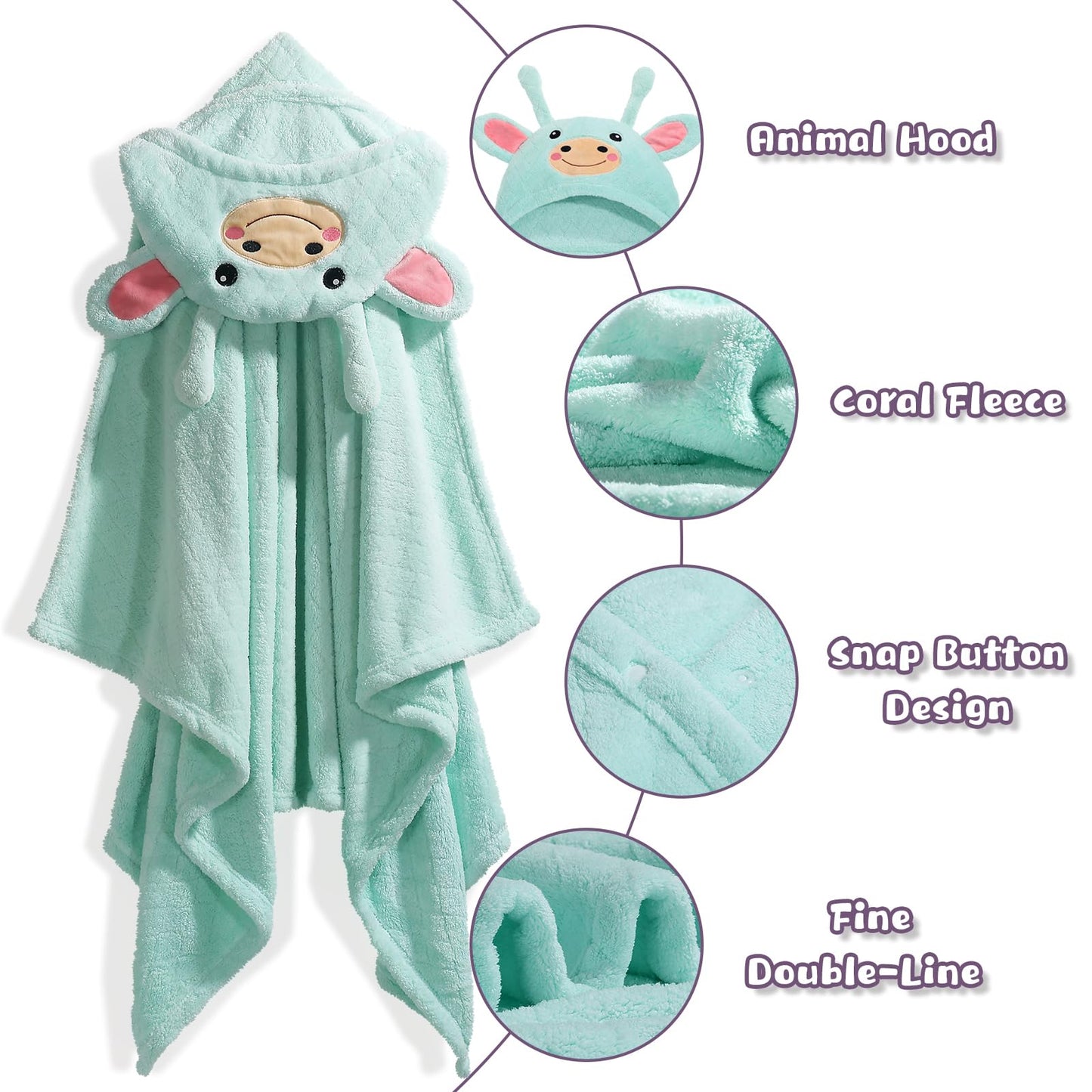 Hooded Baby Towels Boy for 0-6 Years, 50"x 32" Extra Large Toddler Bath Towels with Hood for Boys & Girls, 2-Pack Absorbent Thick Soft Gift for Kids Yellow Lion & Orange Monkey