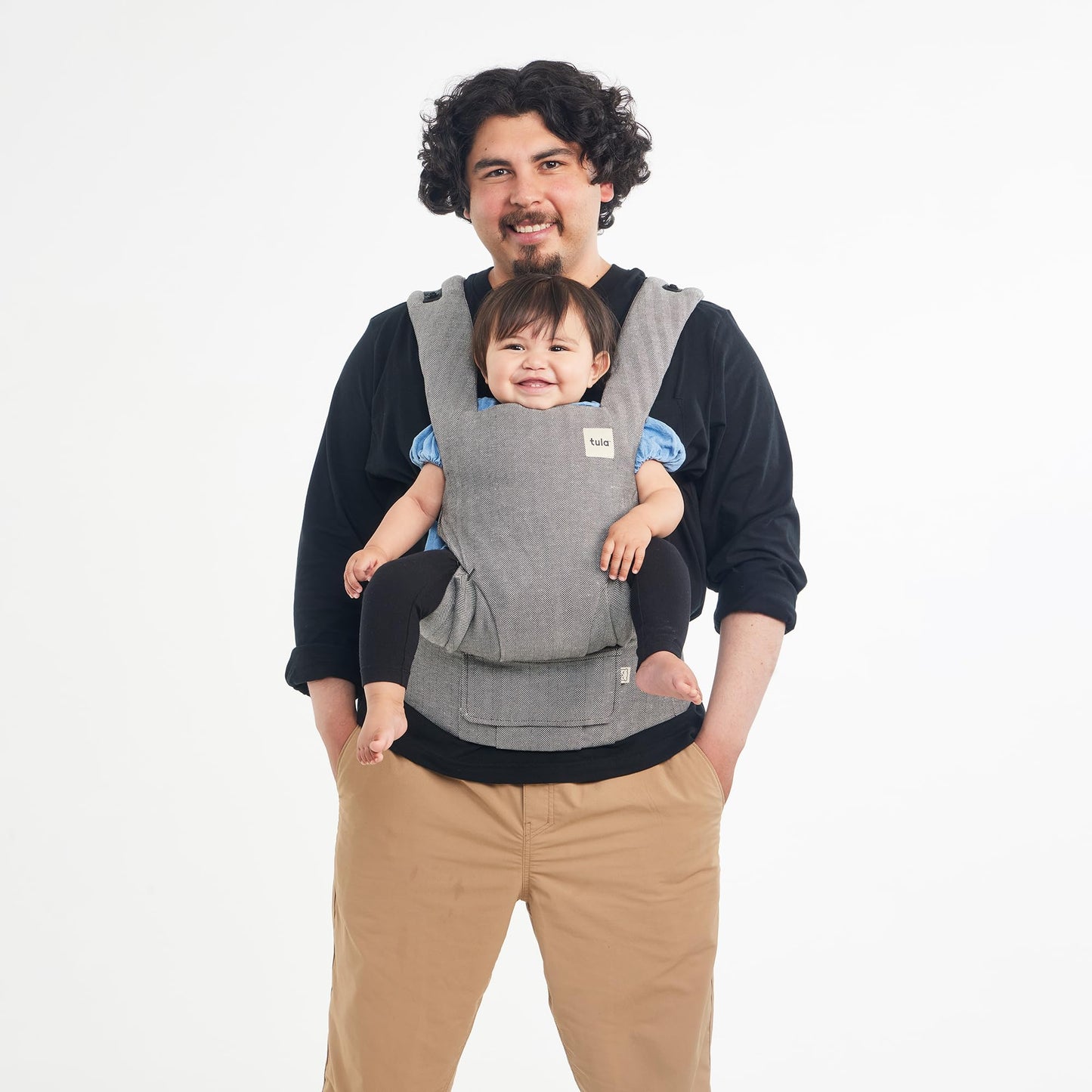Baby Tula Explore Linen Baby Carrier 7 – 45 lb, Adjustable Newborn to Toddler Carrier, Multiple Ergonomic Positions Front and Back, Breathable and [Natural – Explore + Linen, Ash