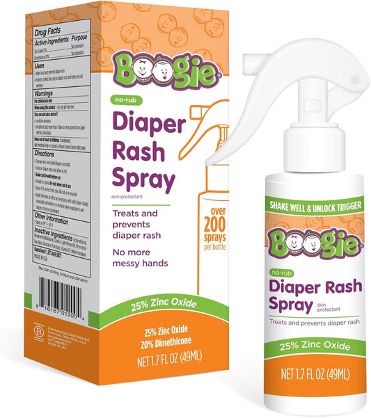 Boogie Diaper Rash Cream Spray for Baby, Travel Friendly No-Rub Touch Free Application for Sensitive Skin, Over 200 Sprays per Bottle, 1.7 oz (Pack of 3)