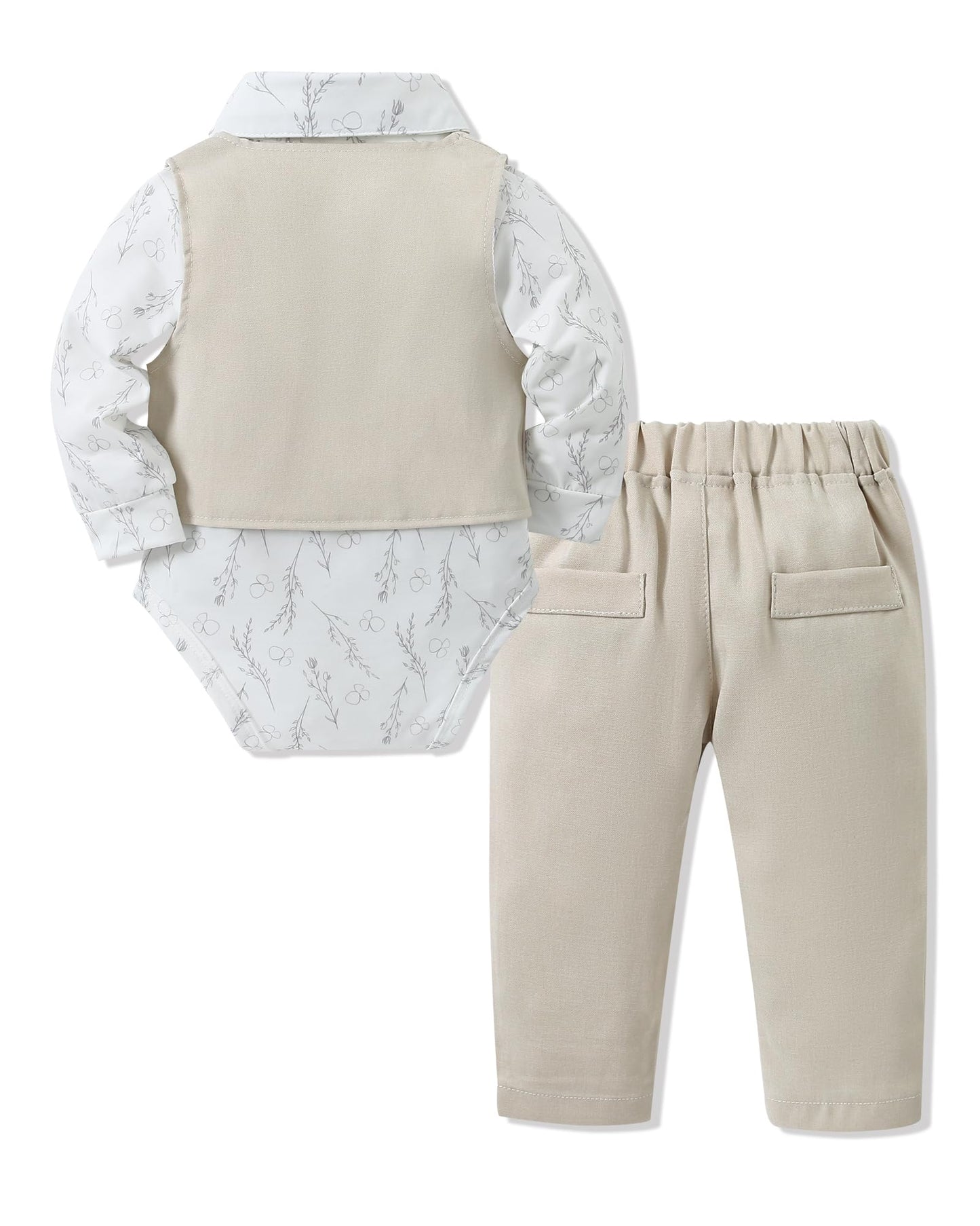 YALLET Baby Boy Clothes Suit 0-24 Months Infant Gentleman Outfits Formal Dress Shirt+Bowtie+Vest+Pants Set Baby Wedding Suits