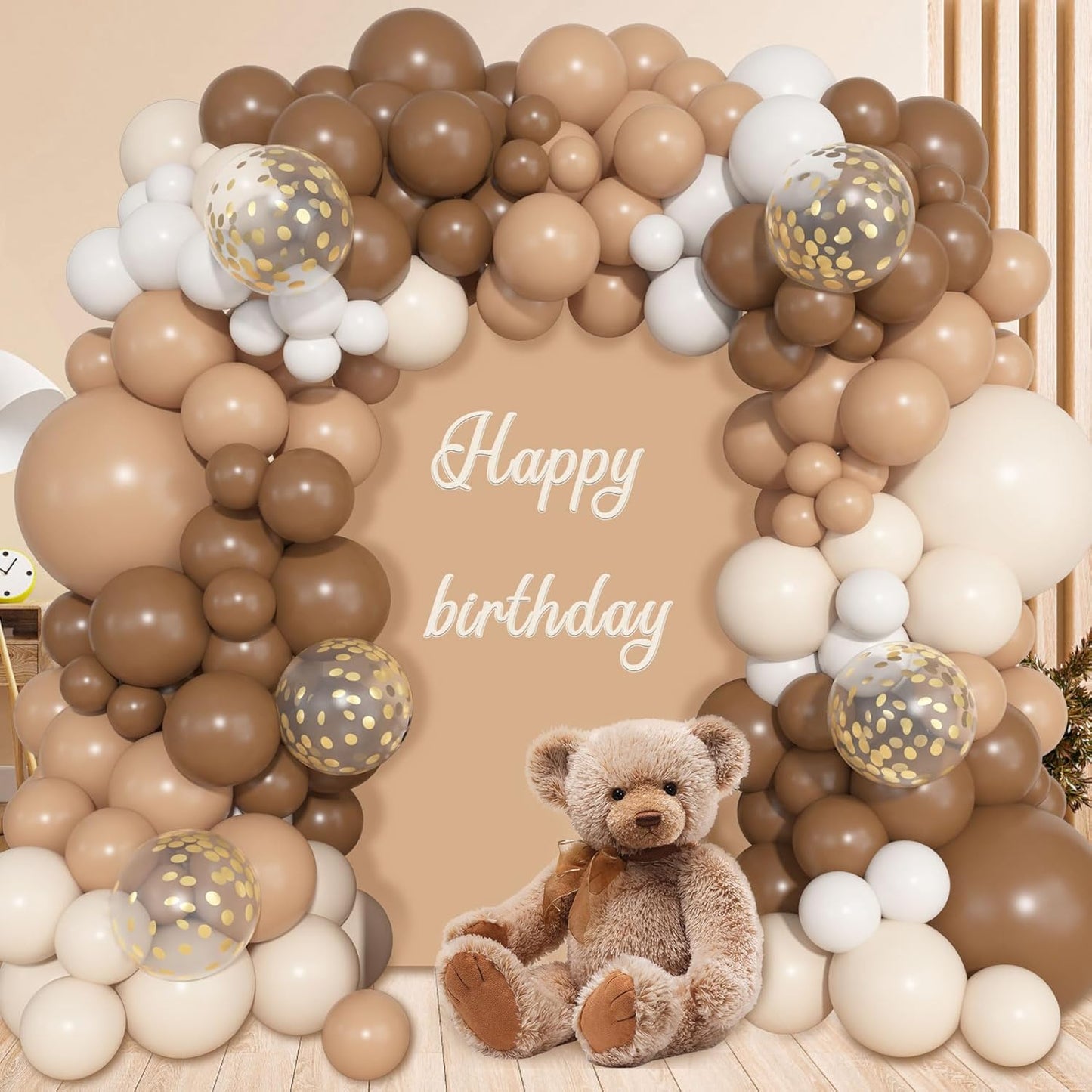 Ouddy Life 157 Pcs Boho Dusty Pink Balloons Arch Garland Kit, Blush Neutral Pink Sand White Metallic Gold Different Size Balloon for Girls Baby Shower Birthday Wedding Gender Reveal Party Decorations