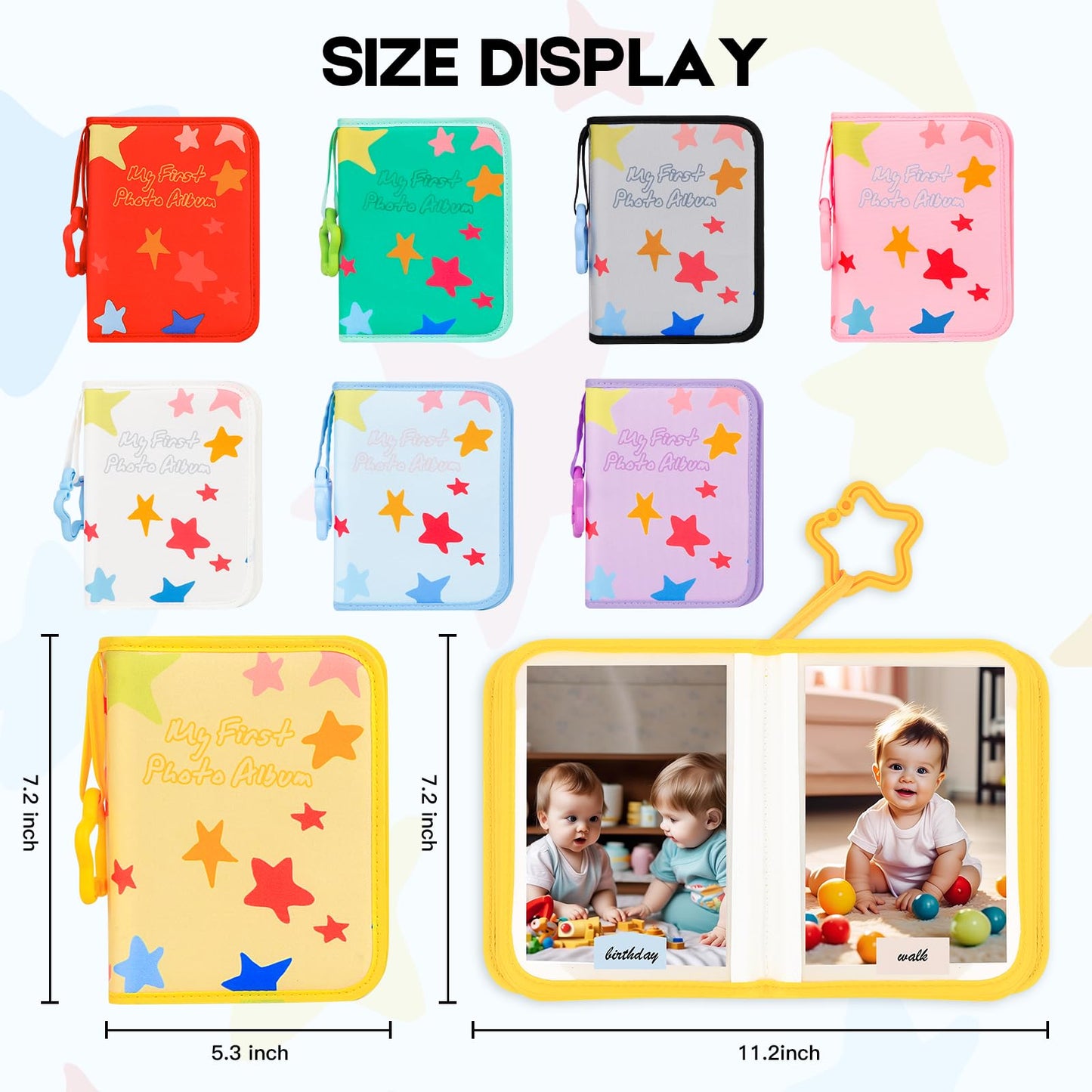 Baby's My First Photo Album for Baby Holds 21 4x6 Photos, Baby Photo Album Soft Cloth Family Book, My First Family Album for 4x6 Baby Shower Kids Toddlers Family Pictures, Toddler Photo Album (Blue)