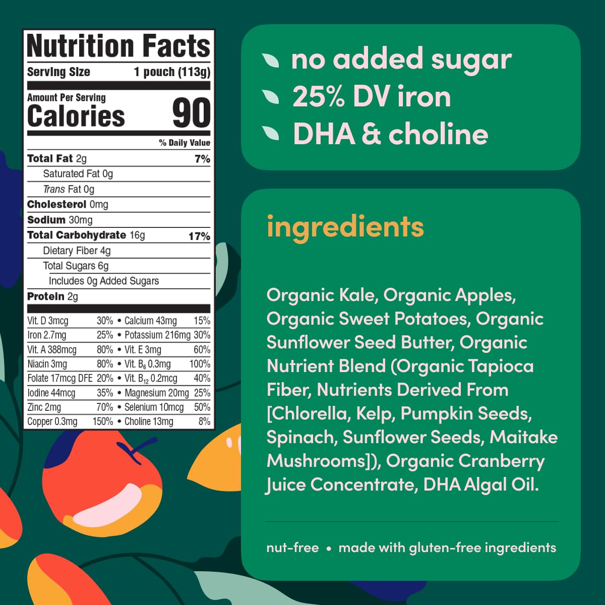 Cerebelly Organic Baby Food Pouches Variety Pack – Organic Veggie Purees for Toddlers | No Added Sugar, Fiber, Non-GMO | Blended Toddler Pouches | 4 Ounce BPA-Free Pouch | 4 Flavors | 8 Count