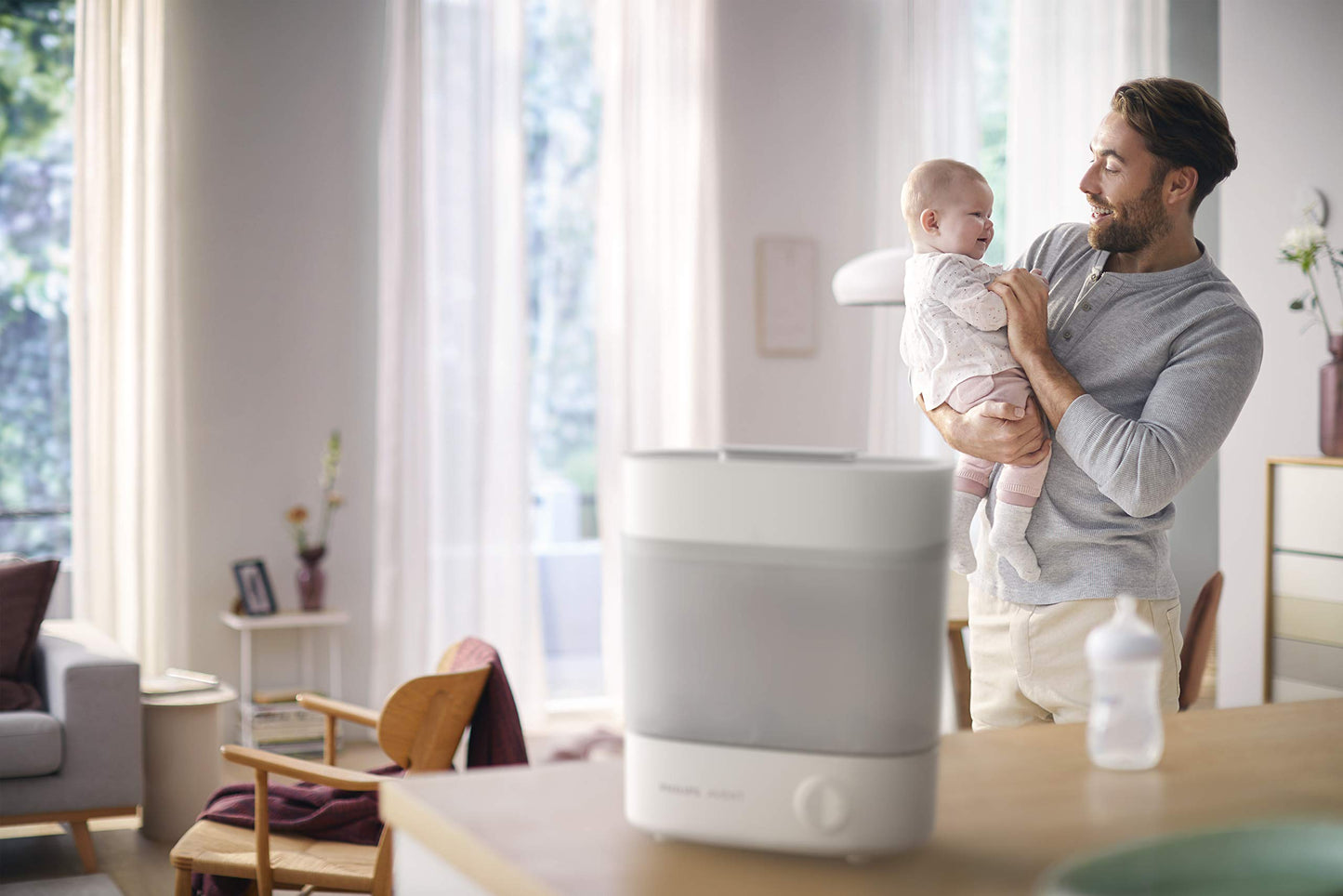 Philips Avent Baby Bottle Sterilizer and Dryer Premium, Removes 99,9% of Bacteria, Chemicals Free, Capacity 6 Bottles/Teats/Accessories, Modular Space Saving Design, Model SCF293