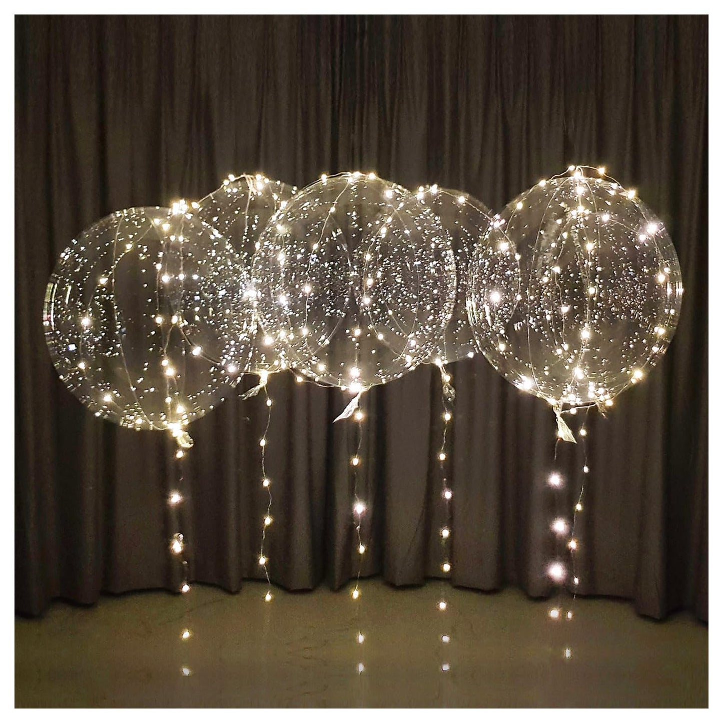 White LED Balloons Light up Bobo Party Balloons DIY kit-Clear Cold White LED Balloons for Helium or Air (cold white, 6 pack)