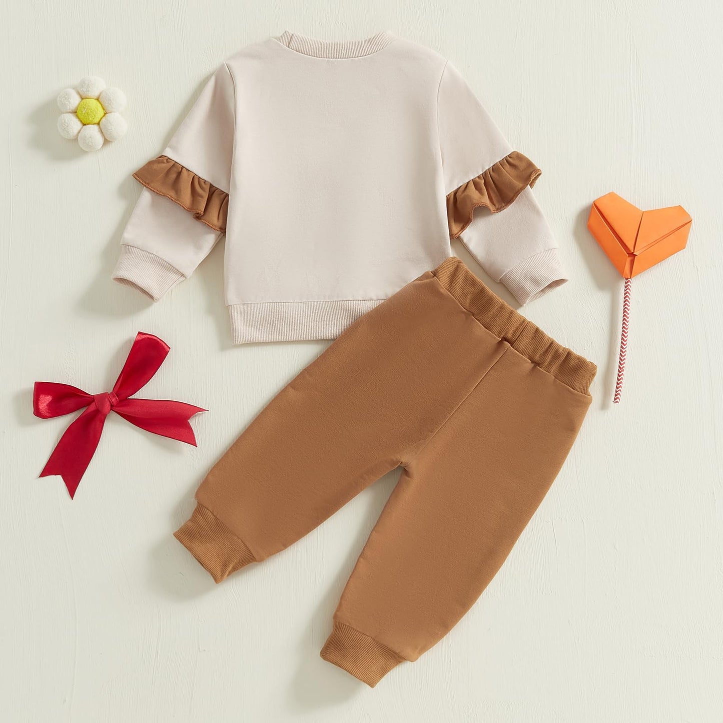 Toddler Baby Girl Clothes Fall Winter Spring 3D Bow Ruffle Long Sleeve Sweatshirt Jogger Pants Set Infant 2PCS Outfit