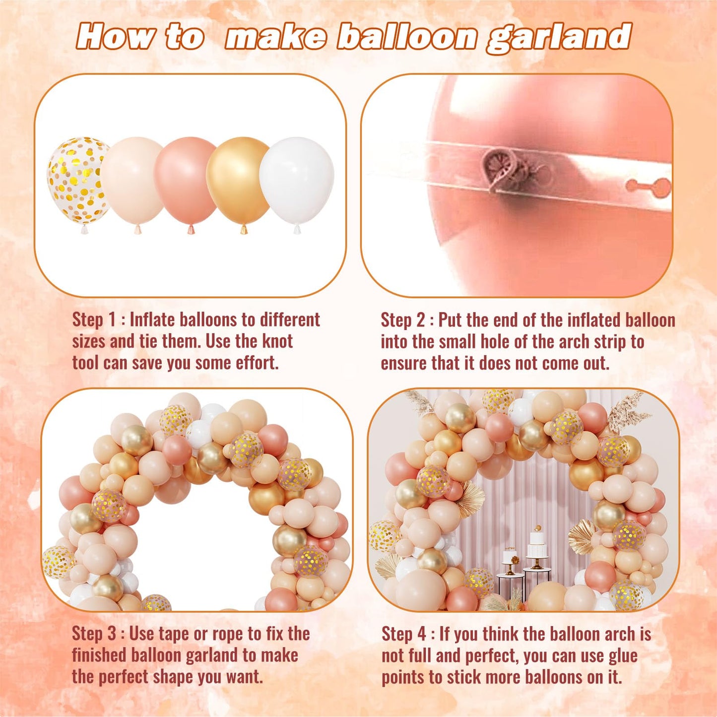 Ouddy Party Dusty Pink Balloons Arch Garland Kit, Different Sizes 18 12 10 5 Inch Boho Pink White Sand Latex Metallic Confetti Balloon for Girl Baby Shower Mothers Day Birthday Party Decorations