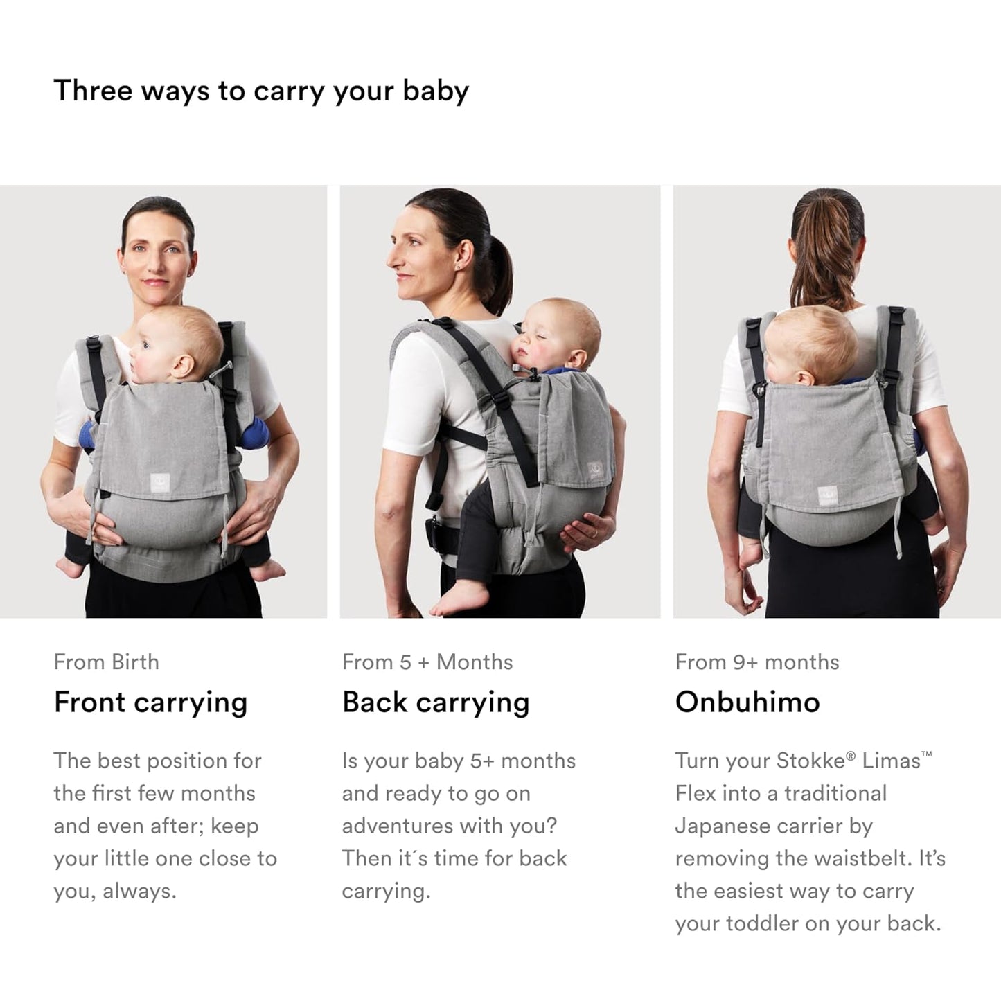 Stokke Limas Carrier Flex, Floral Beige (OCS) - Full-Buckle Baby Carrier - Three Carrying Options - Safe for Babies from 1 Month/8.8 lbs to 44.1 lbs