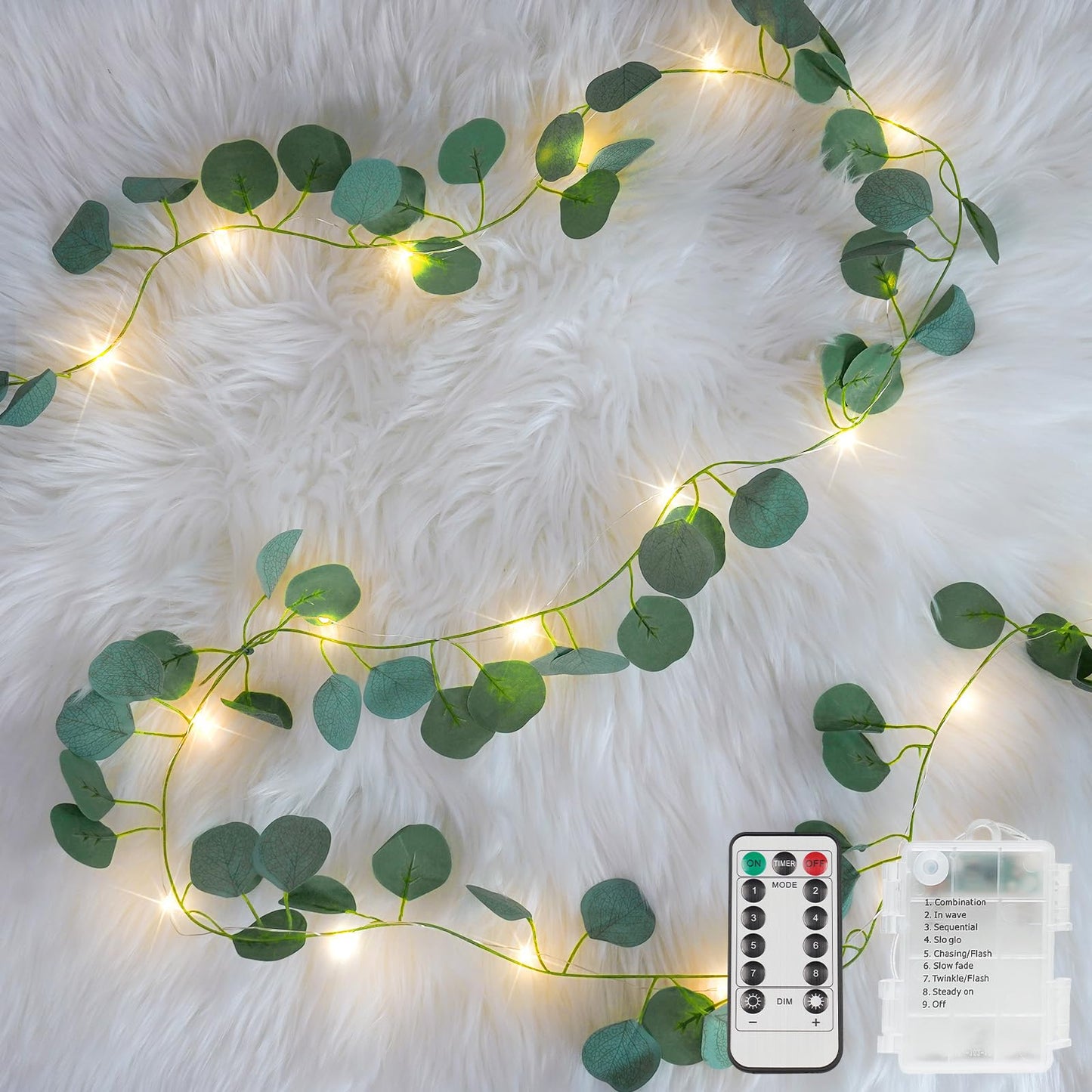 suddus Vine with Fairy Lights Battery Operated, 33ft 100 LED Ivy String Lights with Remote, Leaf Lights for Bedroom, Room, Wall, Garden, Party, Wedding Decor (Warm White)