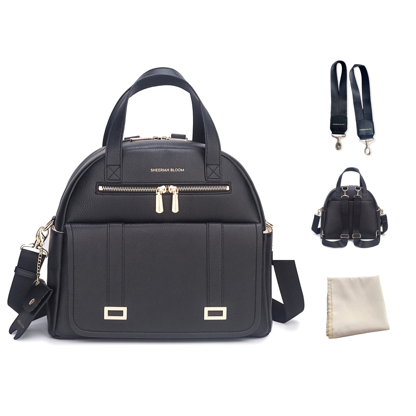 New and Upgraded Diaper Bag Backpack, Leather Baby Bag Tote Diaper Backpack with Changing Pad, Hand Sanitizer Holder Stroller Hooks, Lightweight Stylish Mommy Bag Daisy Collection