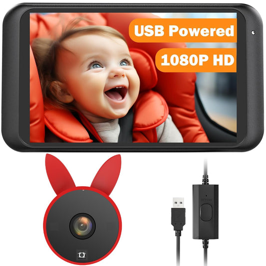 USB Baby Car Camera Plug-Play, 4.5" 1080P Easy Setup Backseat Camera with Flexible 360 Rotation, Clear Picture Rear Facing Car Seat Baby Monitor