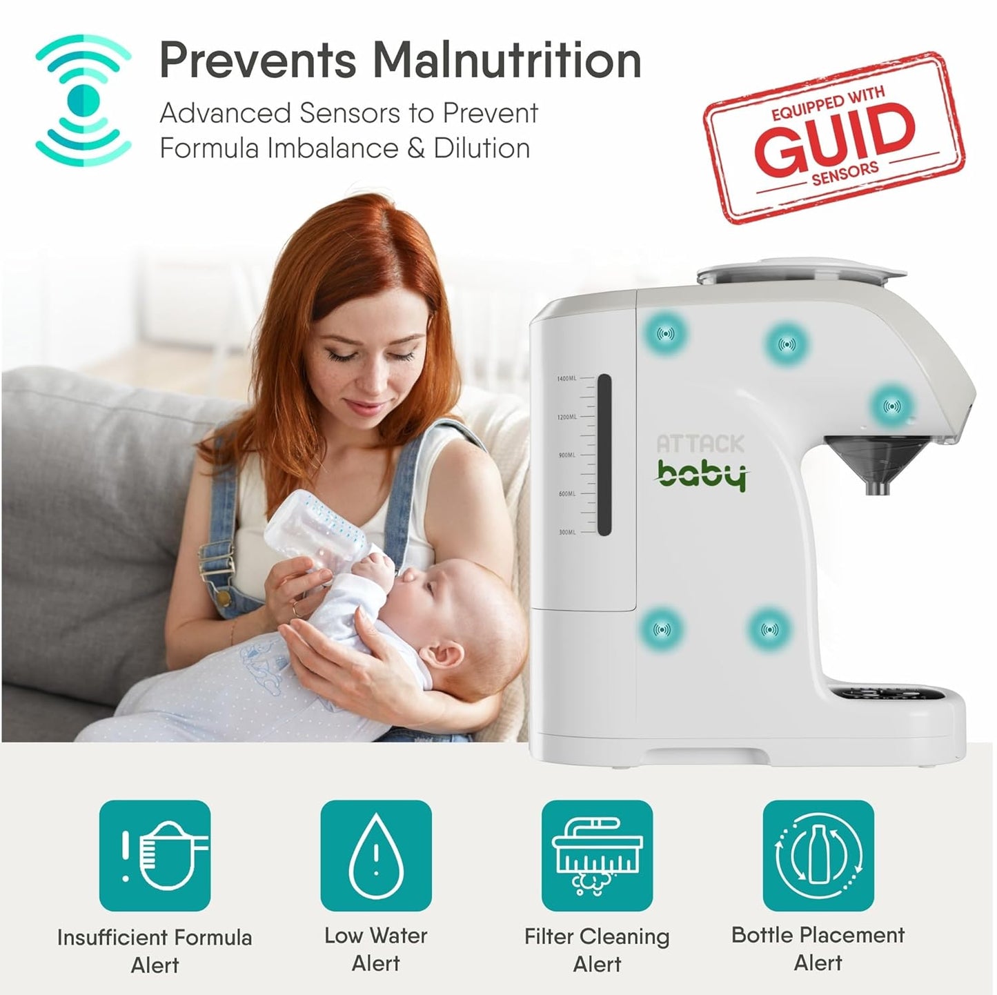 Formula Maker Machine - Accurate WiFi Formula Dispenser with Inbuilt Sensors to Prevent Malnutrition - Instant Heating & Automatic Mixing - Quick Warm Bottle W/Free Mobile App