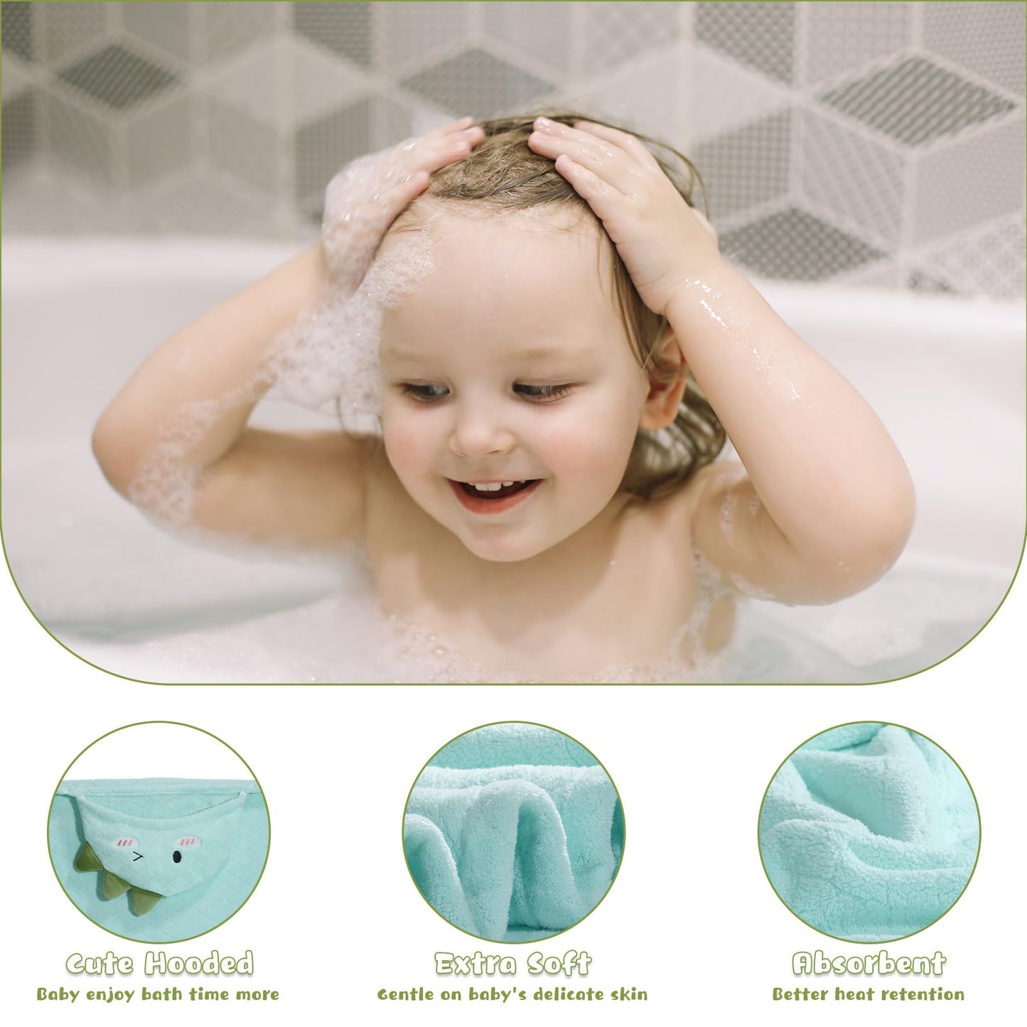 Hooded Baby Towels Boy for 0-6 Years, 50"x 32" Extra Large Toddler Bath Towels with Hood for Boys & Girls, 2-Pack Absorbent Thick Soft Gift for Kids Yellow Lion & Orange Monkey